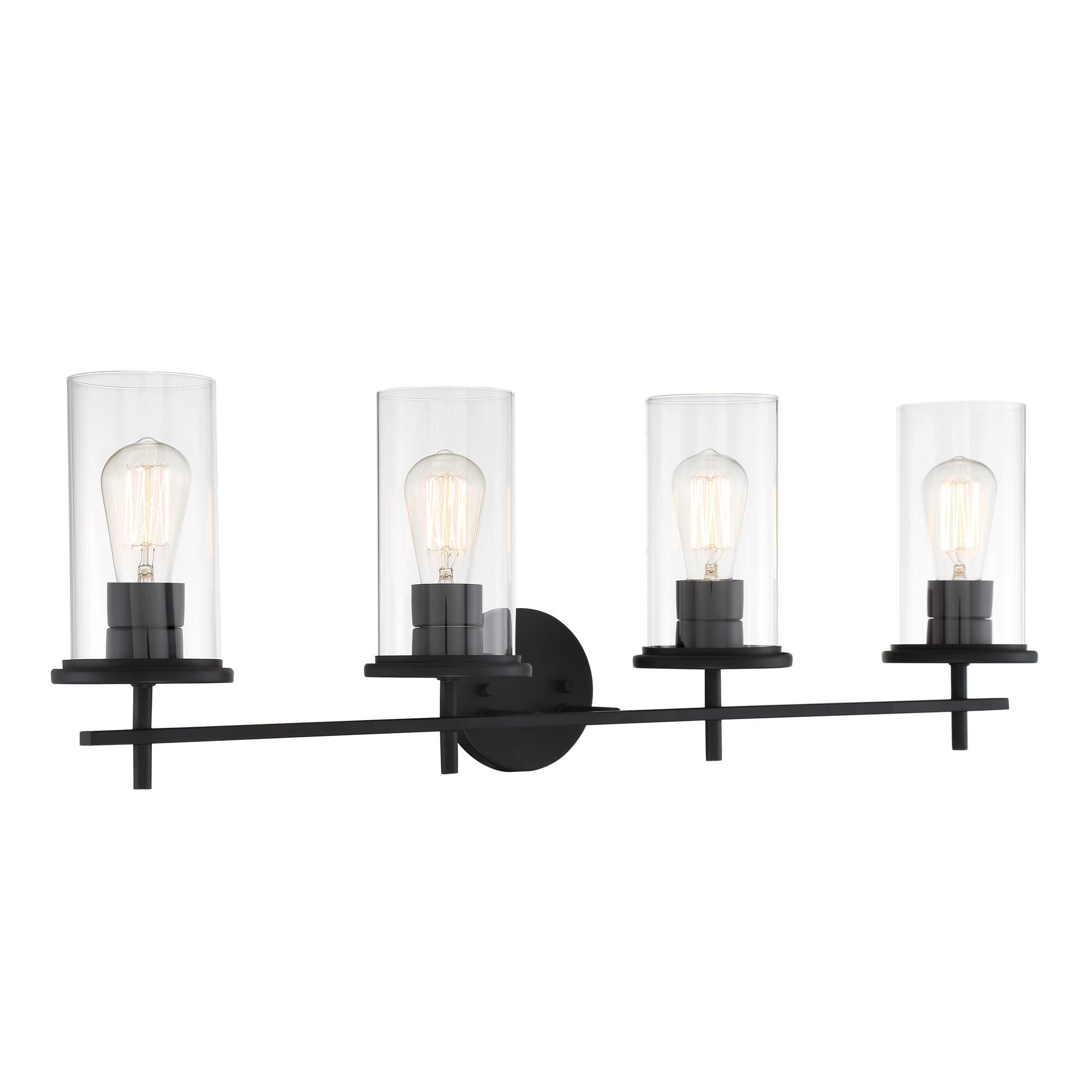 Shown in Coal finish and Clear glass and Glass shade