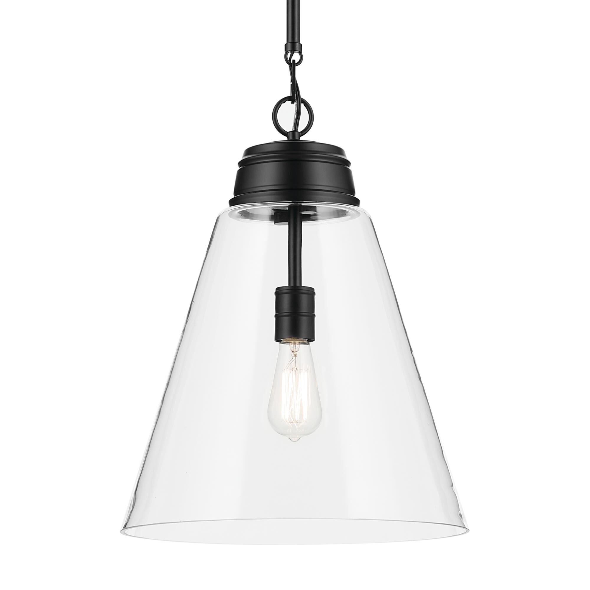 Shown in Black finish and Clear glass