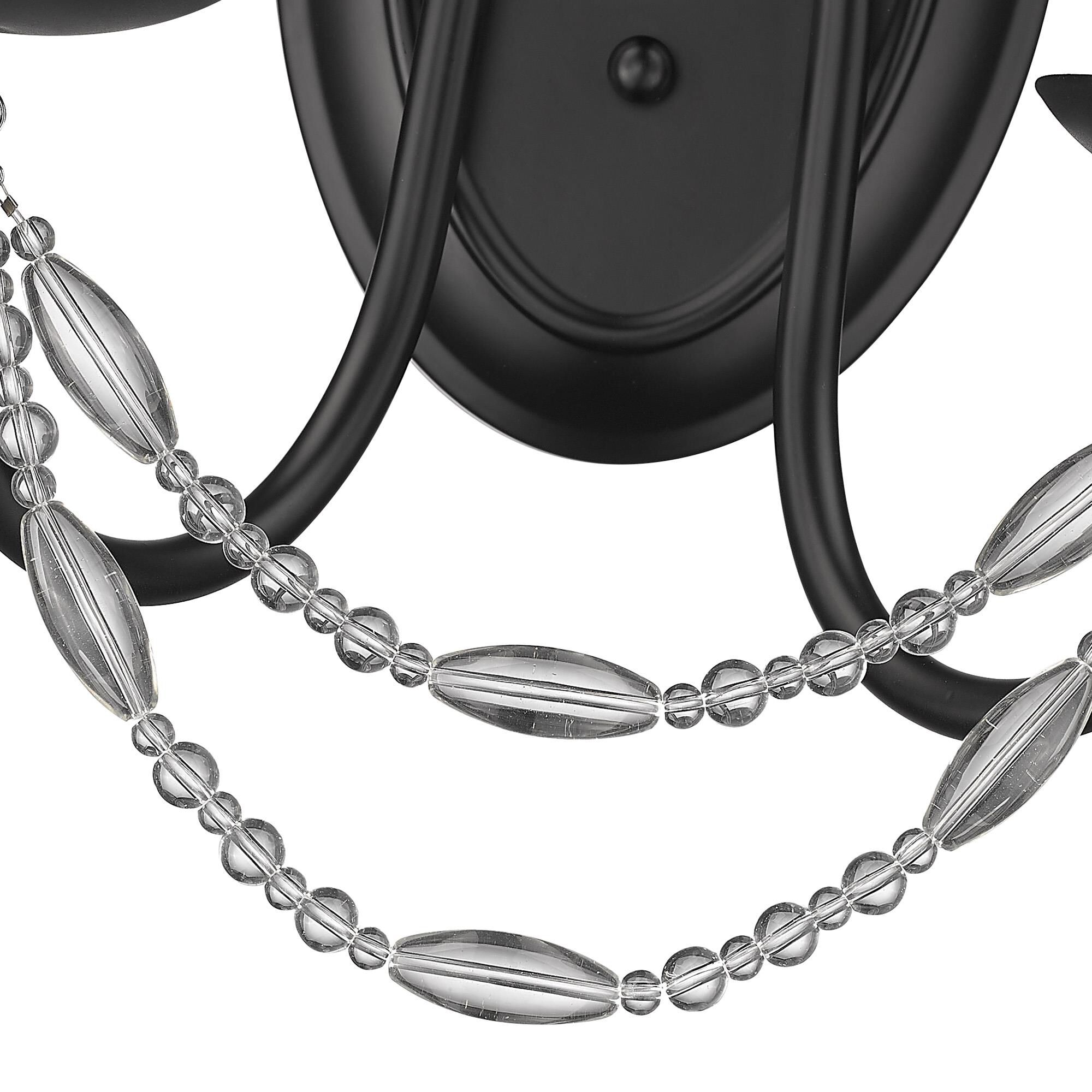 Shown in Matte Black finish and Clear Glass Bead Draping crystal and Clear glass