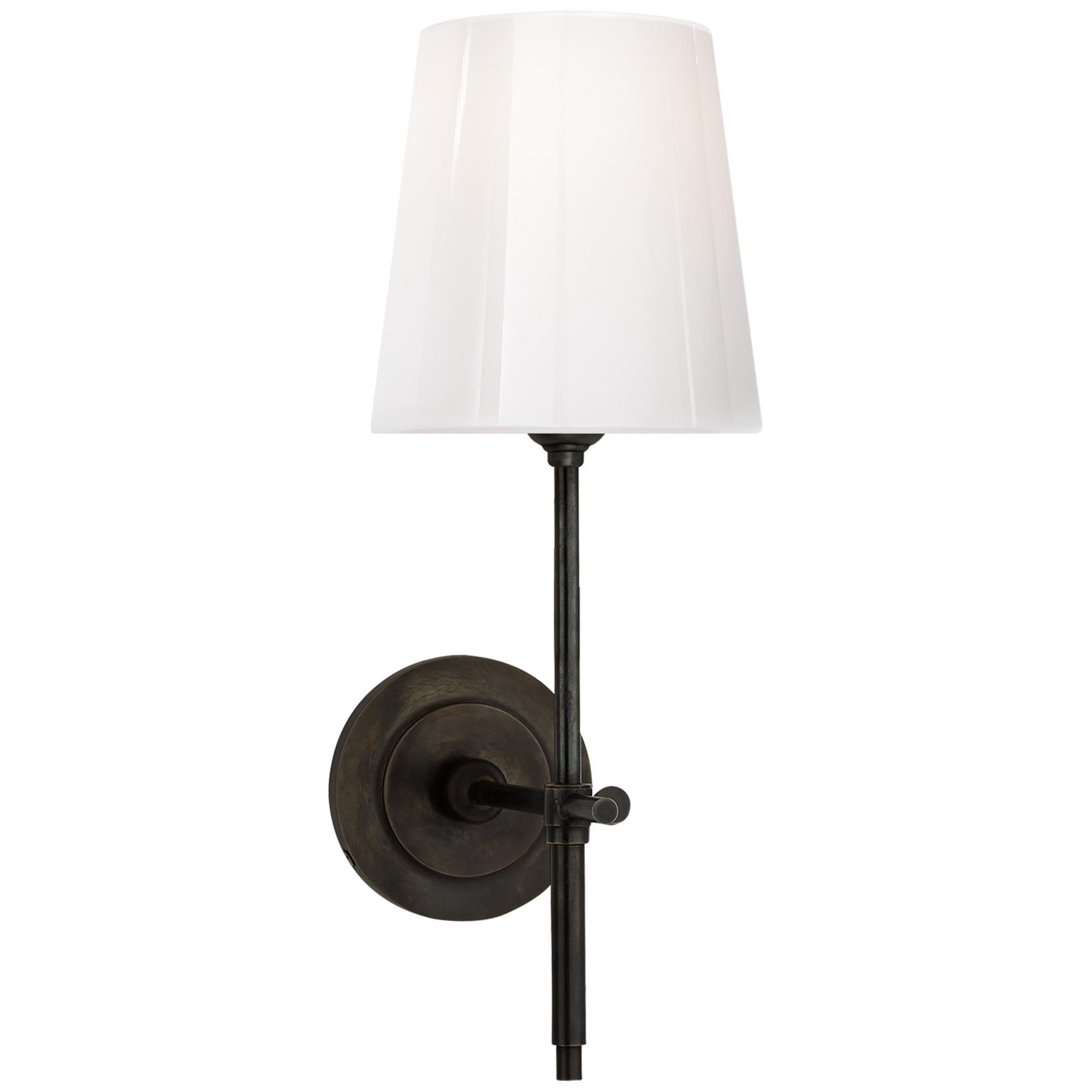 Shown in Bronze finish and White glass