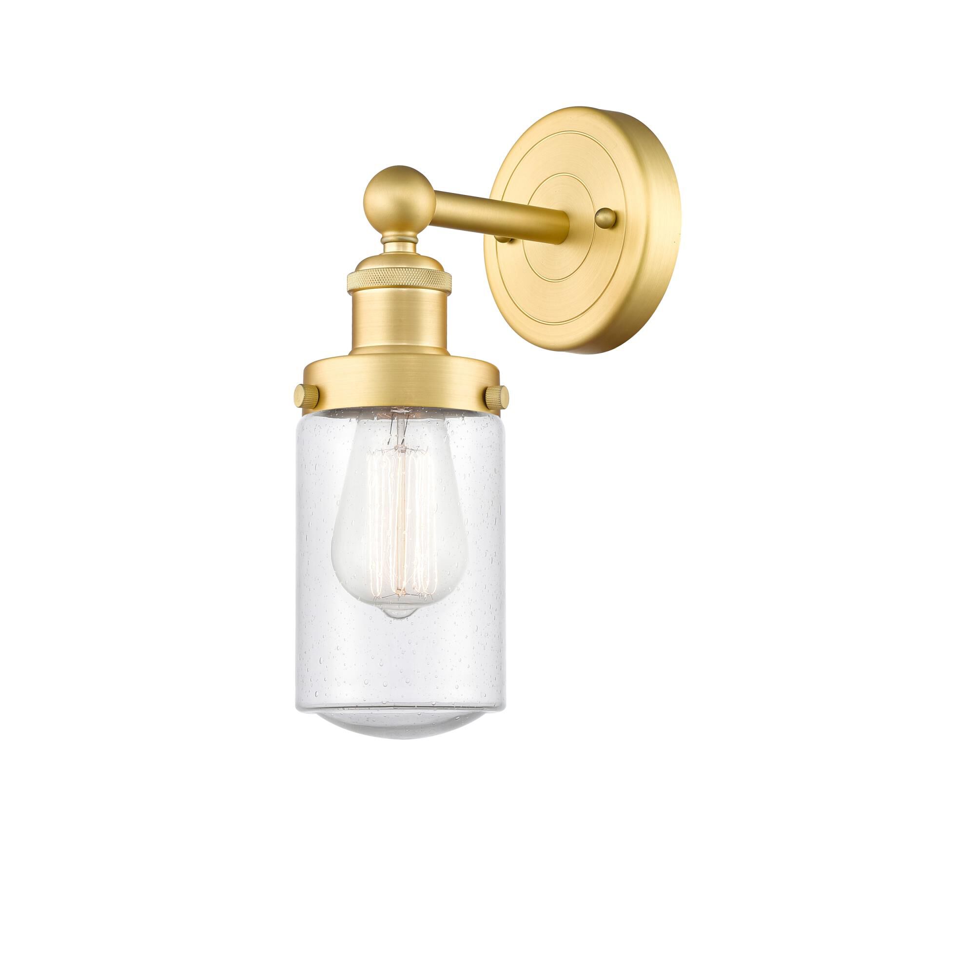 Shown in Satin Gold finish and Seedy glass