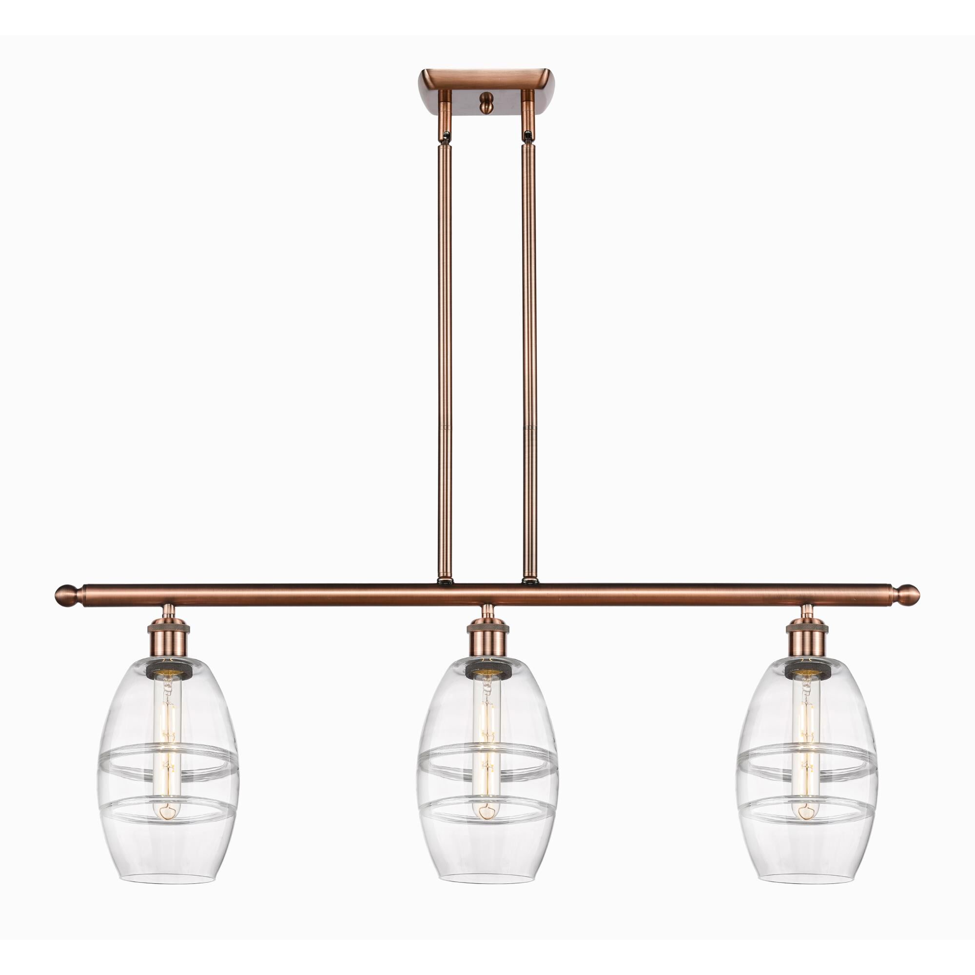 Shown in Antique Copper finish and Clear glass