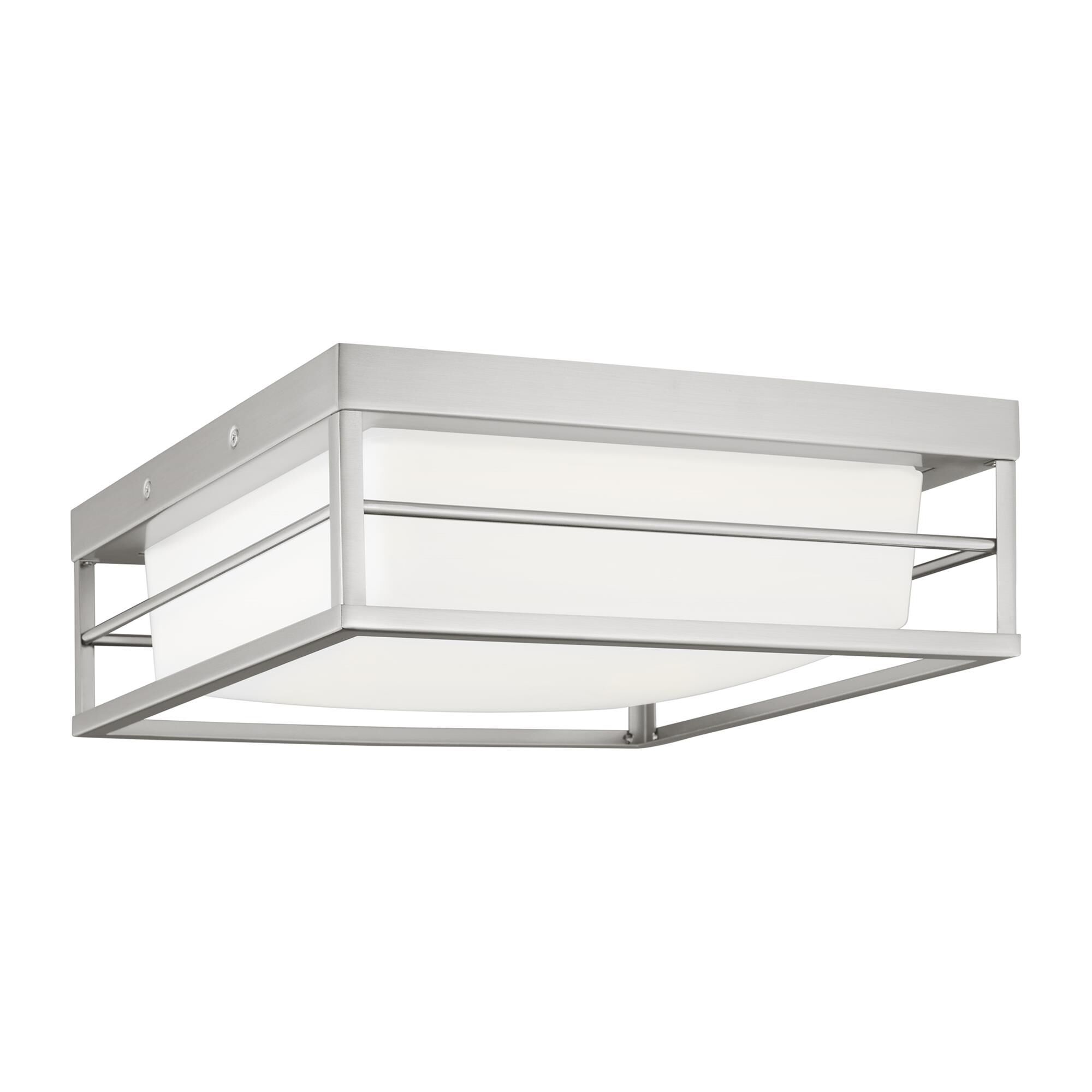 Shown in Brushed Nickel Silver finish and Etched White Opal glass and Etched White Opal Glass shade