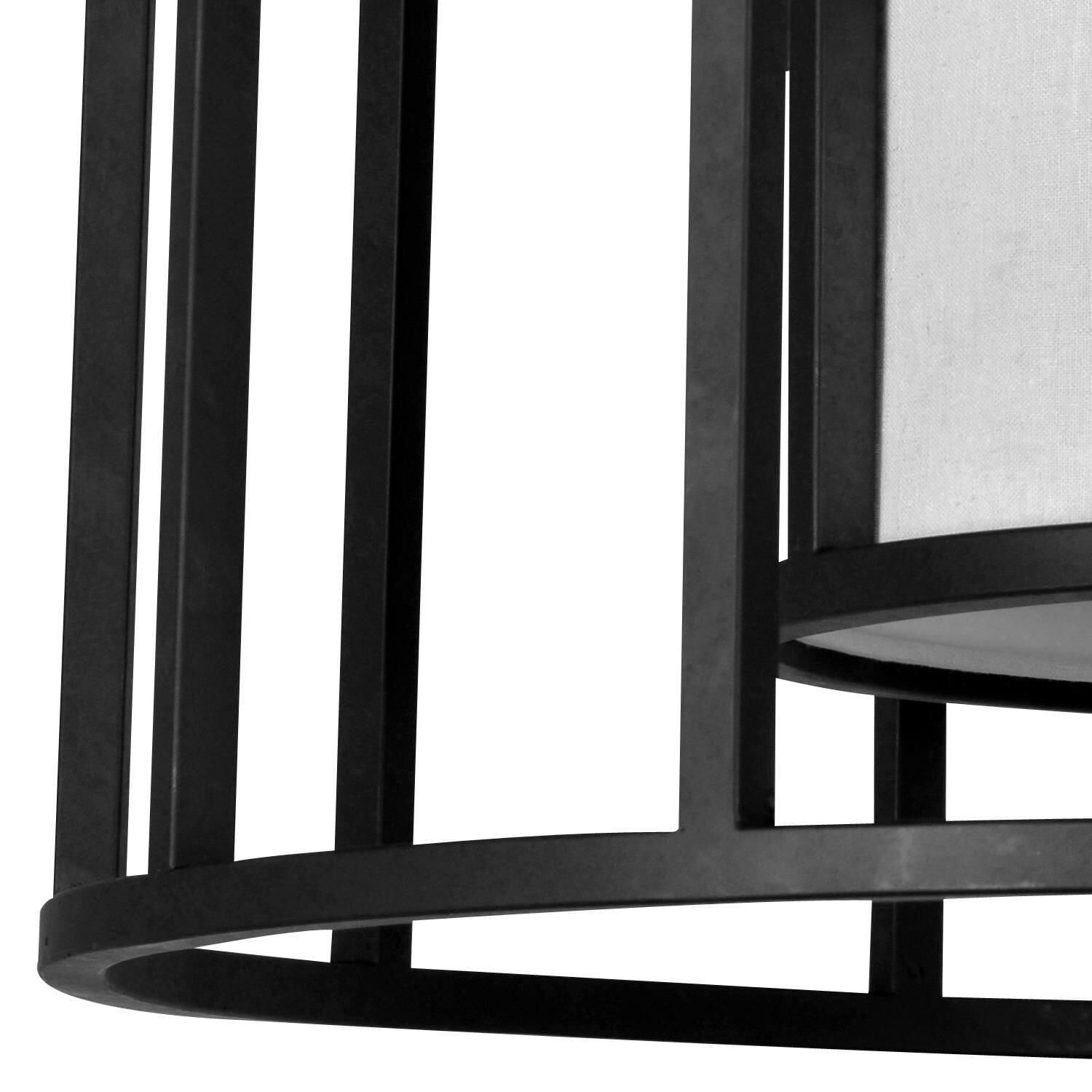 Shown in Matte Black finish and Fabric glass and Fabric shade