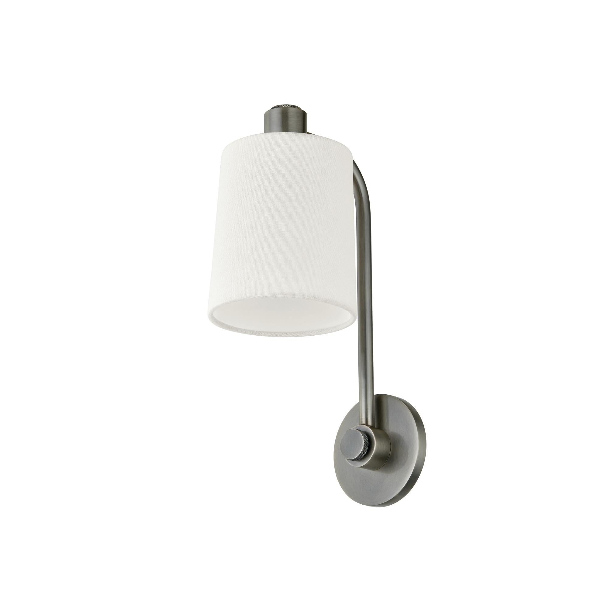 Shown in Vintage Pewter finish and Off White Linen shade