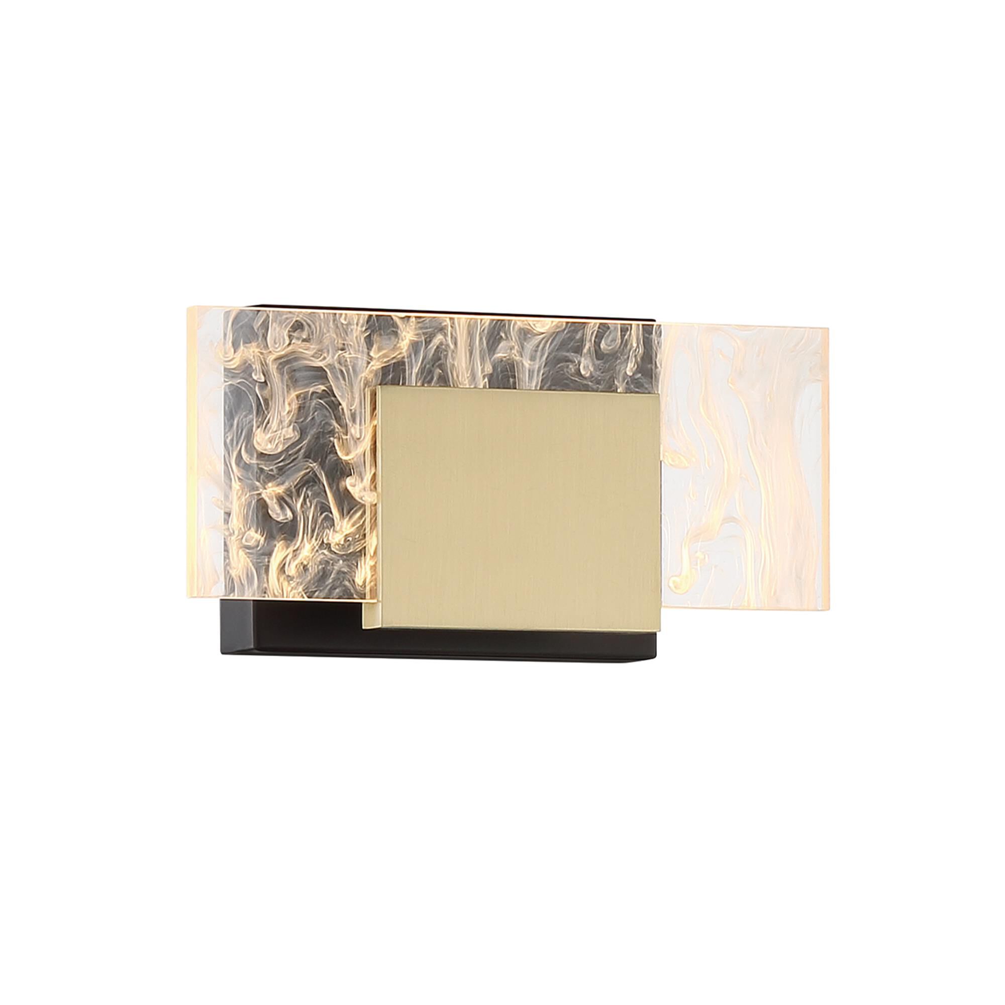Shown in Black and Brass finish and Clear with Smoke Pattern Acrylic glass