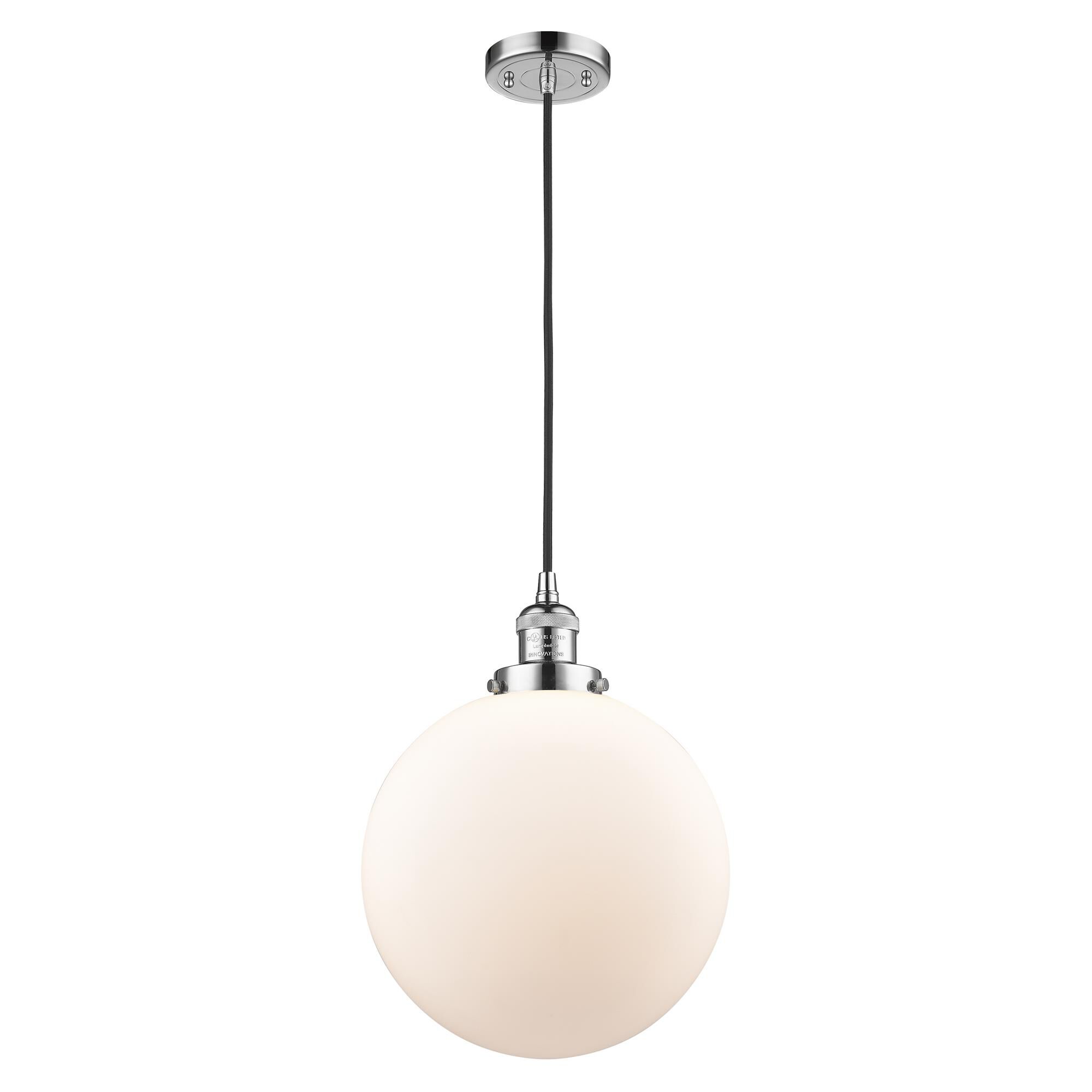 Shown in Polished Chrome finish and Matte White Cased Beacon glass