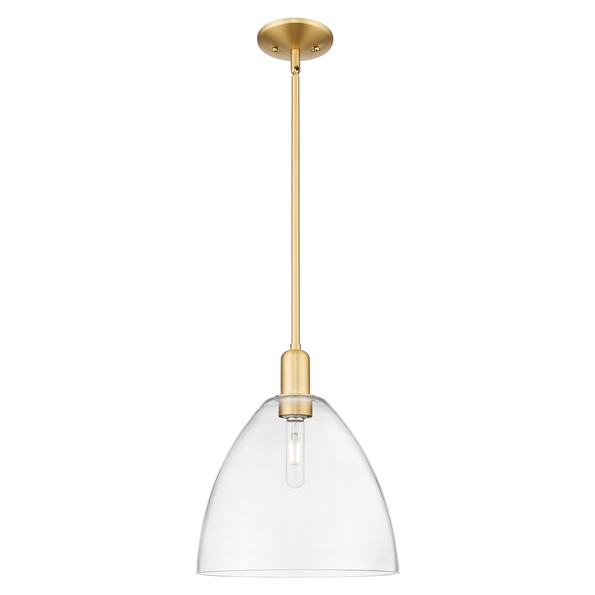 Shown in Satin Gold finish and Clear glass