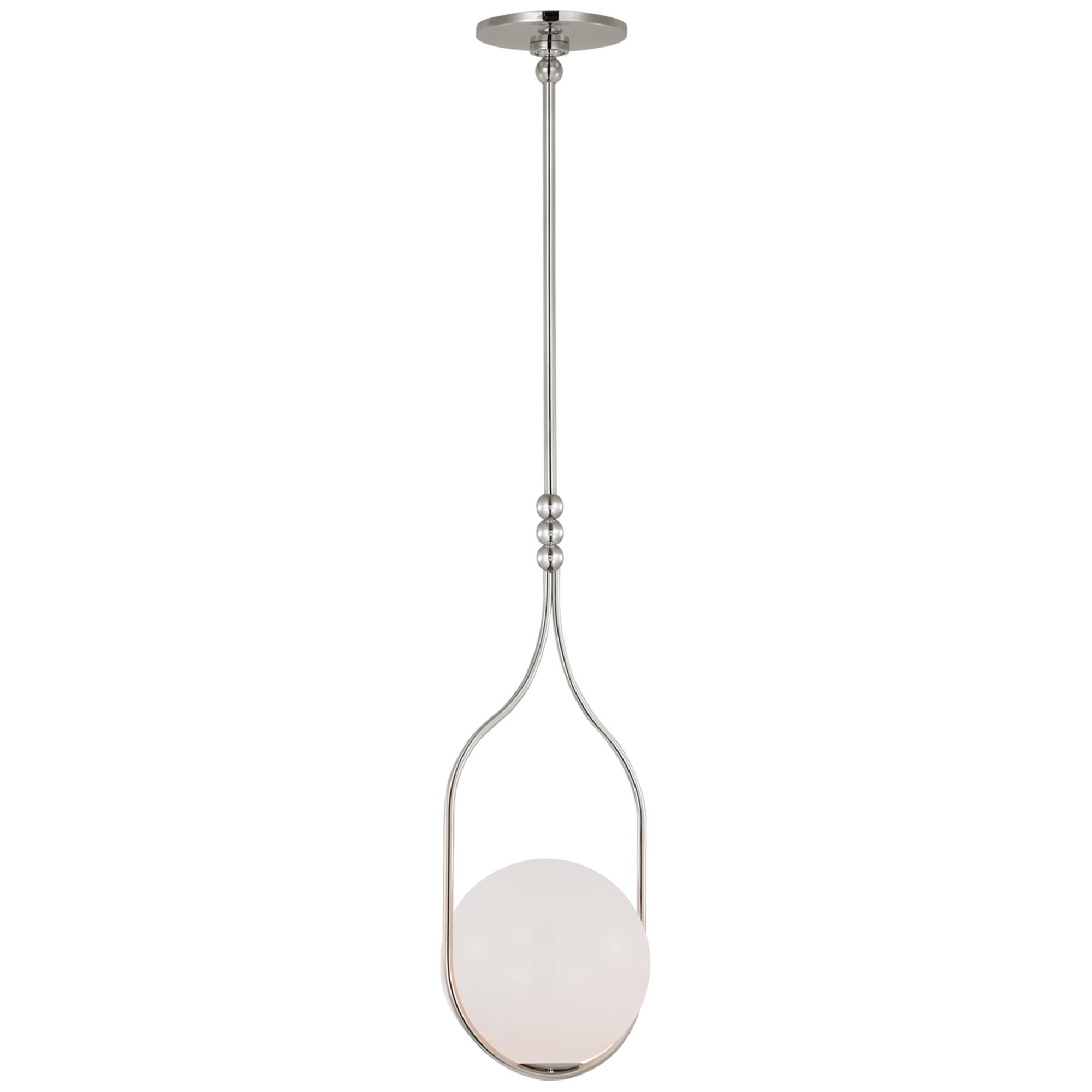 Shown in Polished Nickel finish and White glass
