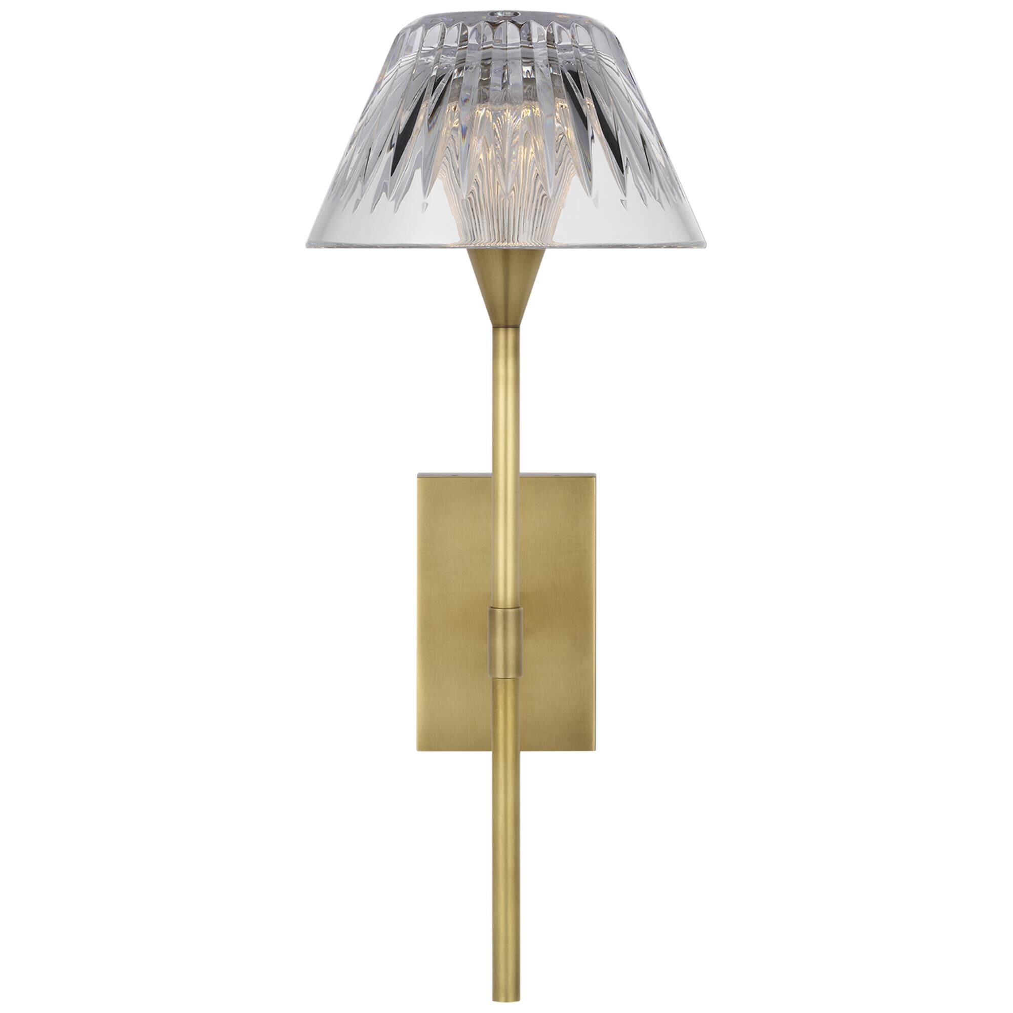 Shown in Natural Brass finish and Clear crystal