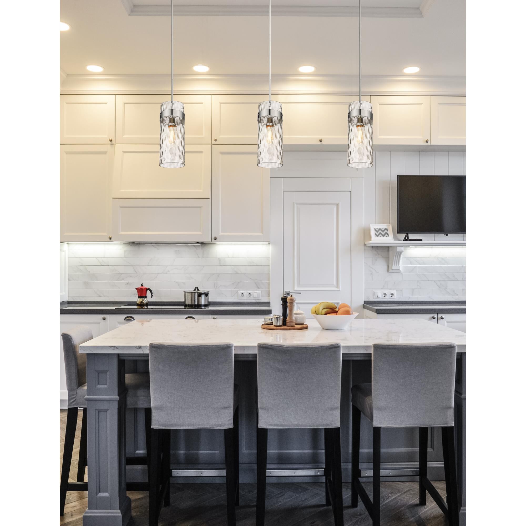 Shown in Polished Nickel finish and Clear glass and No Shade shade