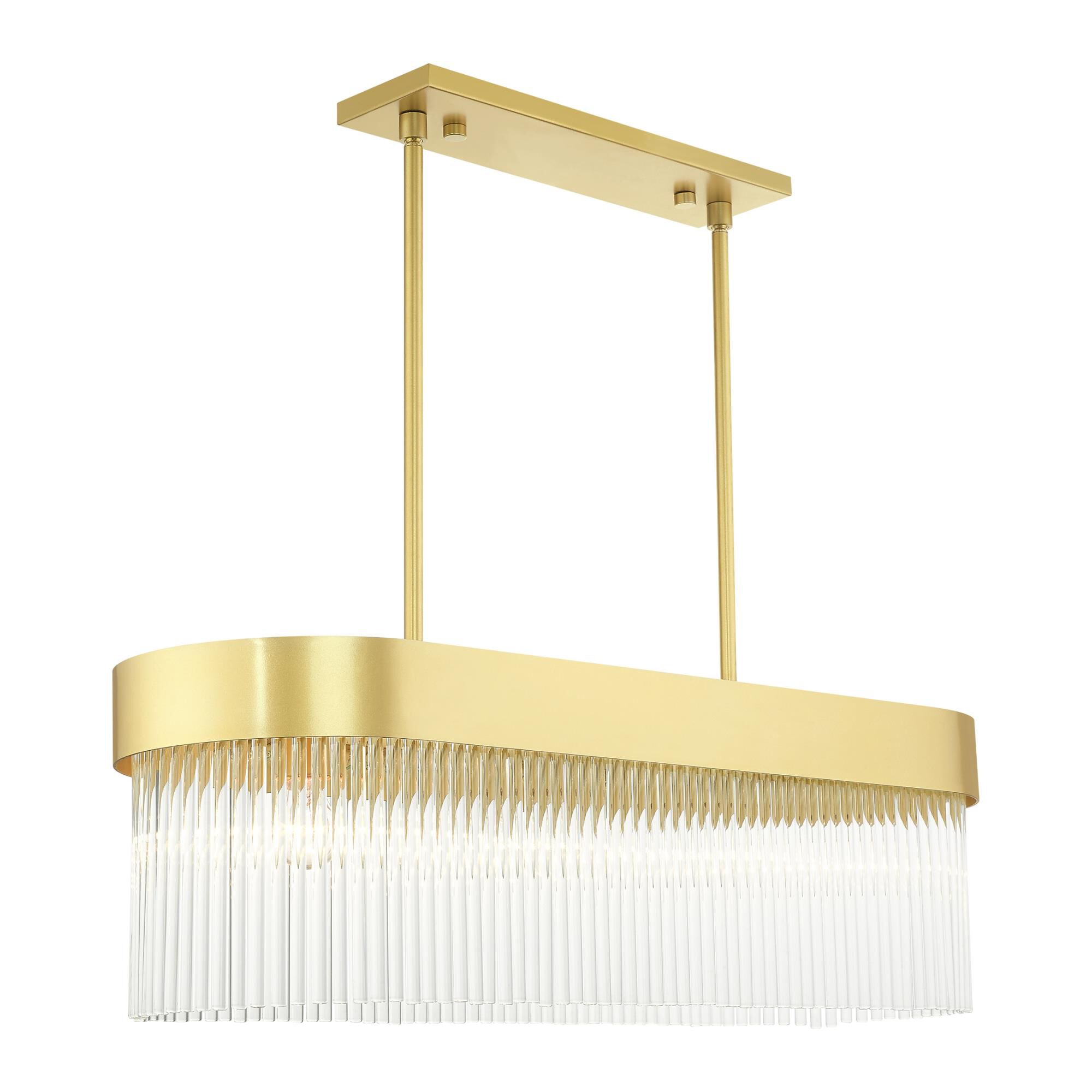 Shown in Solid Gold finish and Soft Gold Drum Shade With Clear Crystal Rods glass and Soft Gold Drum  With Clear Crystal Rods shade