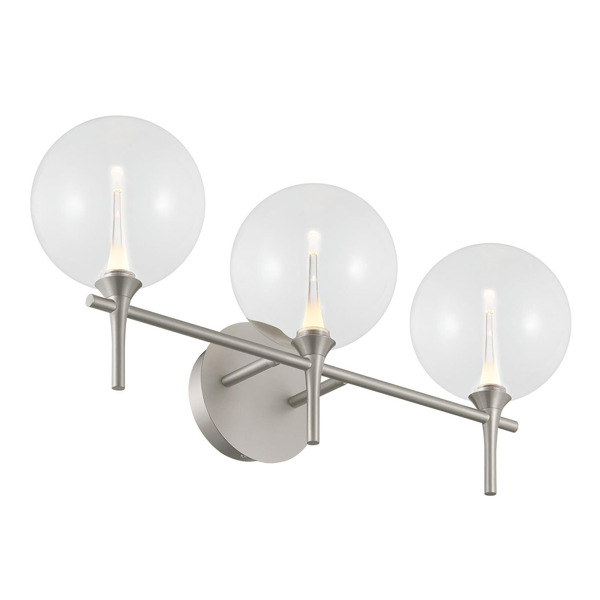 Shown in Nickel finish and Clear glass