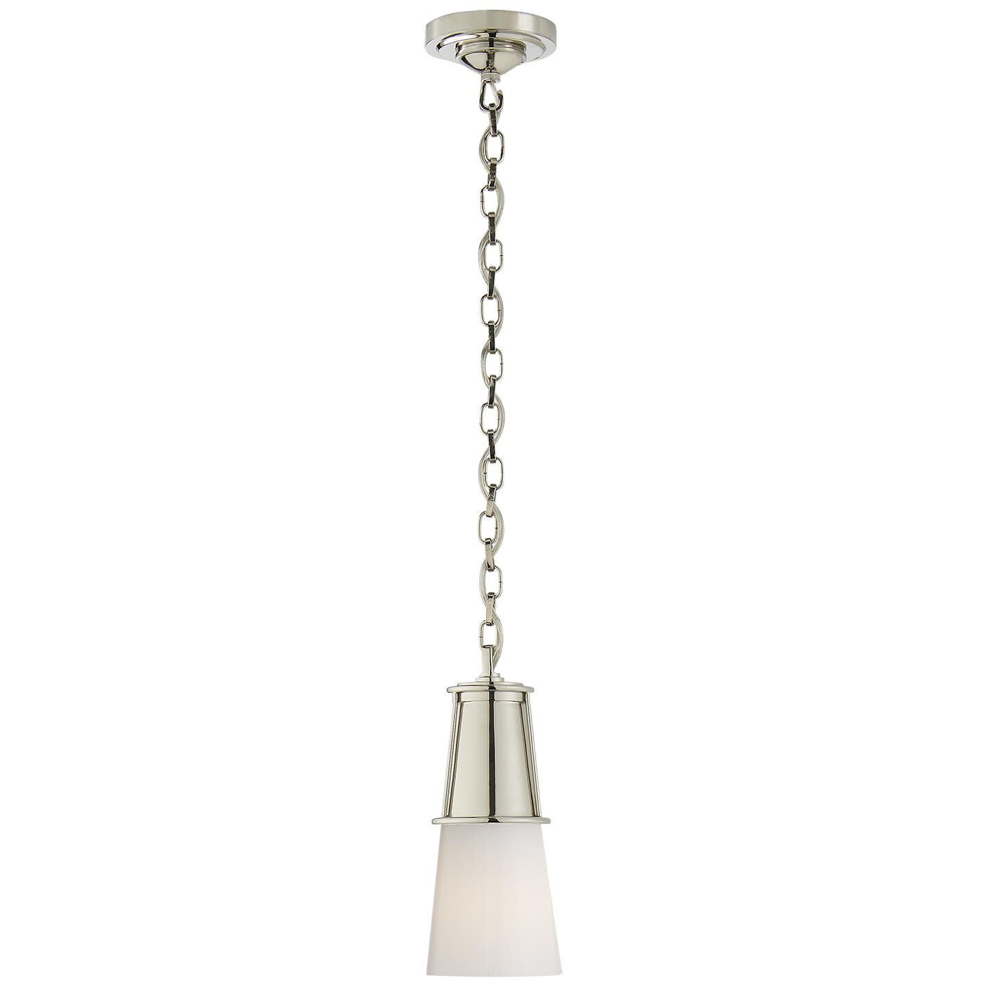 Shown in Polished Nickel finish and White glass