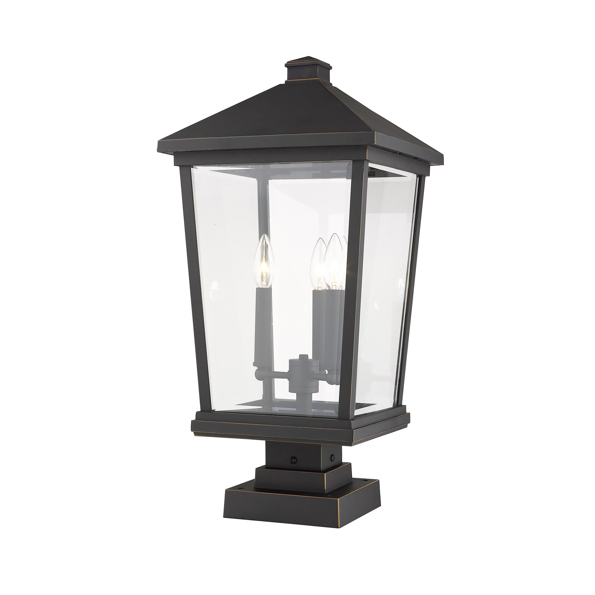 Shown in Oil Rubbed Bronze finish and Glass shade