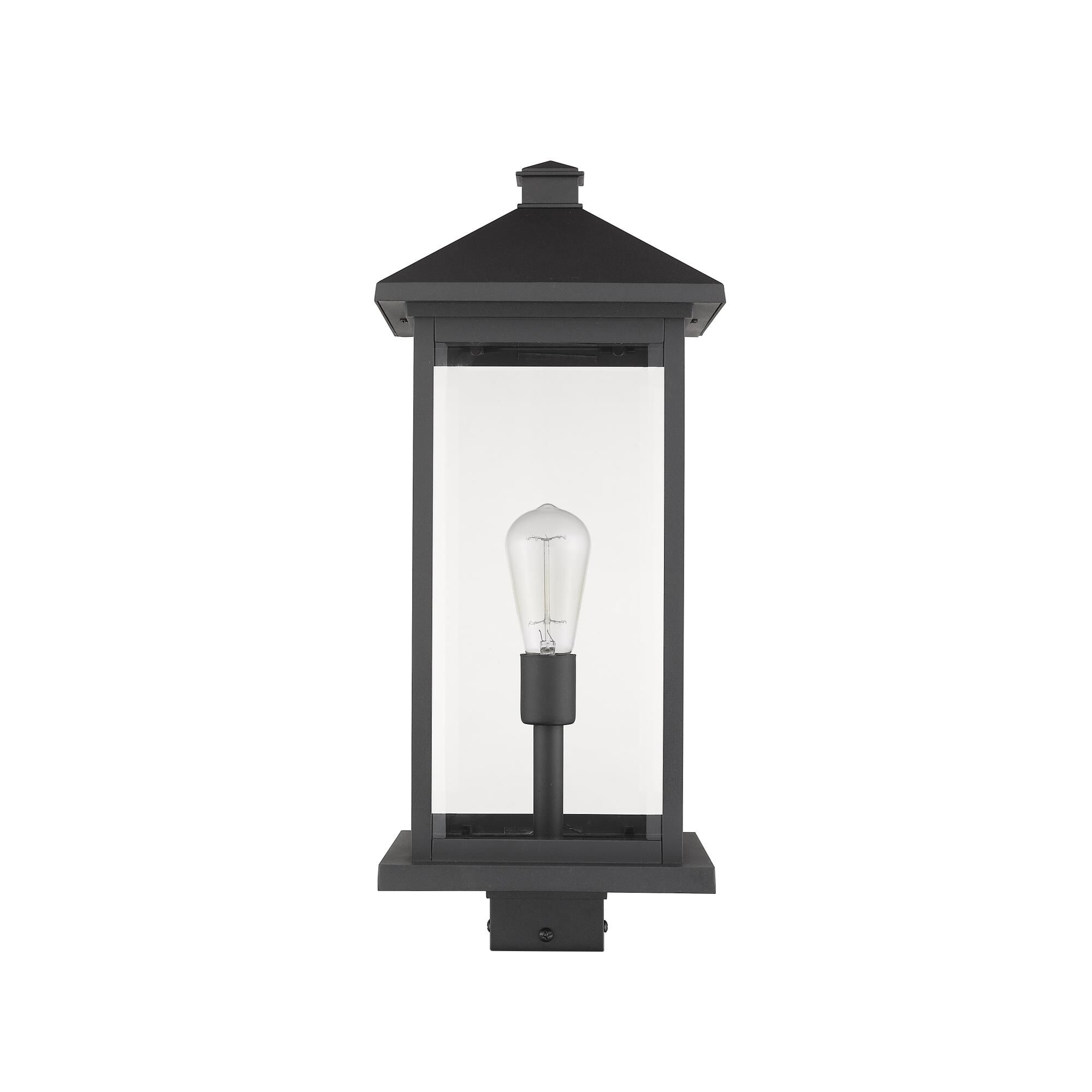 Shown in Black finish and Glass shade