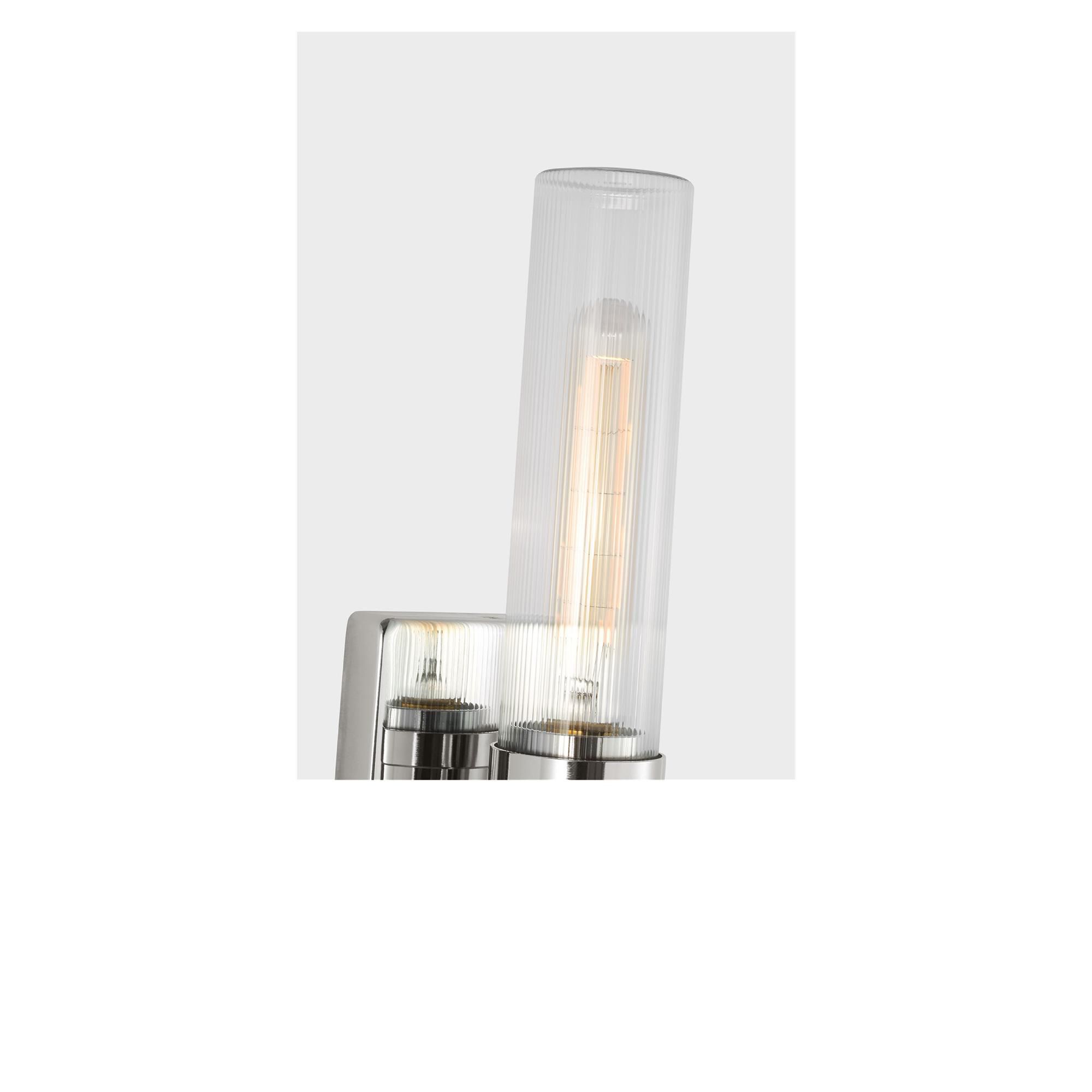 Shown in Chrome finish and Clear Fluted glass