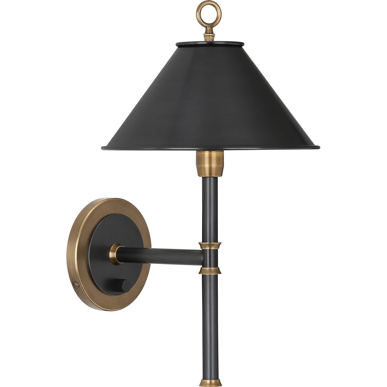 Shown in Deep Patina Bronze  W/ Warm Brass Accents And Metal Shade finish and Metal shade