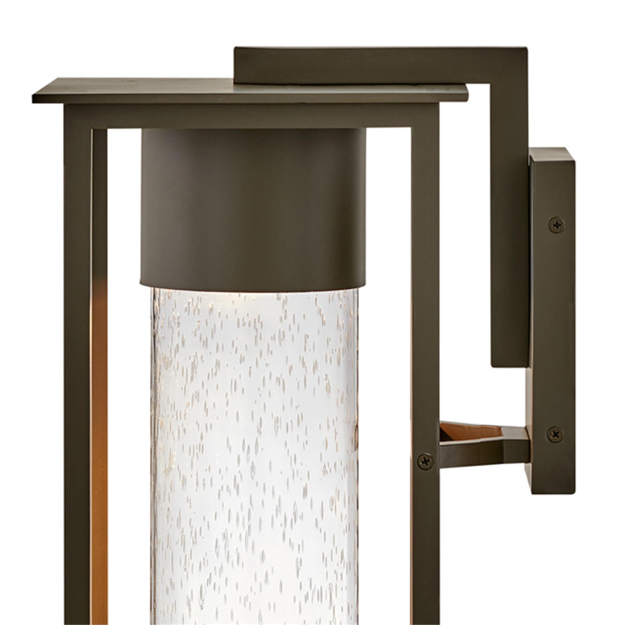 Shown in Oil Rubbed Bronze finish and Clear Seedy glass