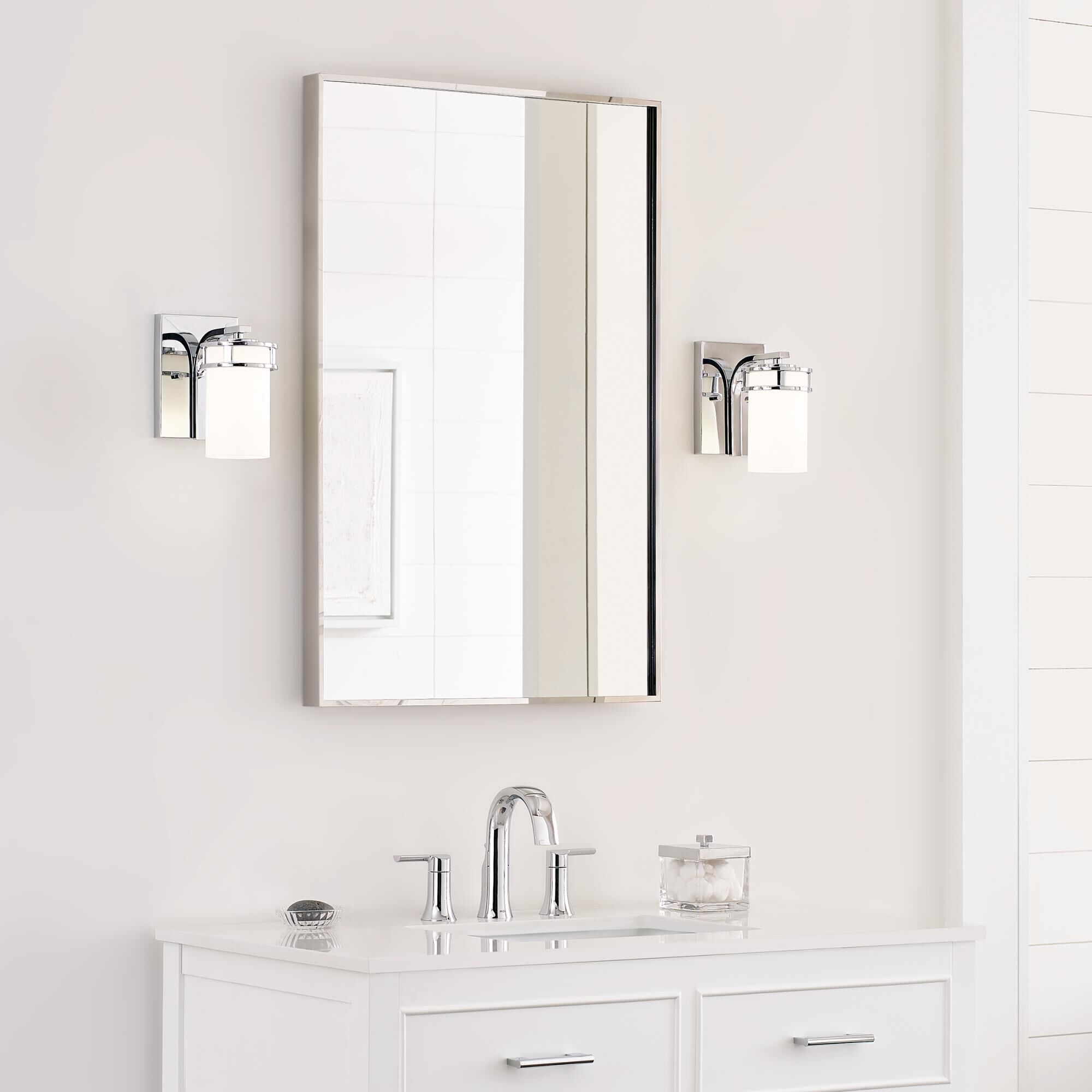 Shown in Chrome finish and Etched / White Inside glass