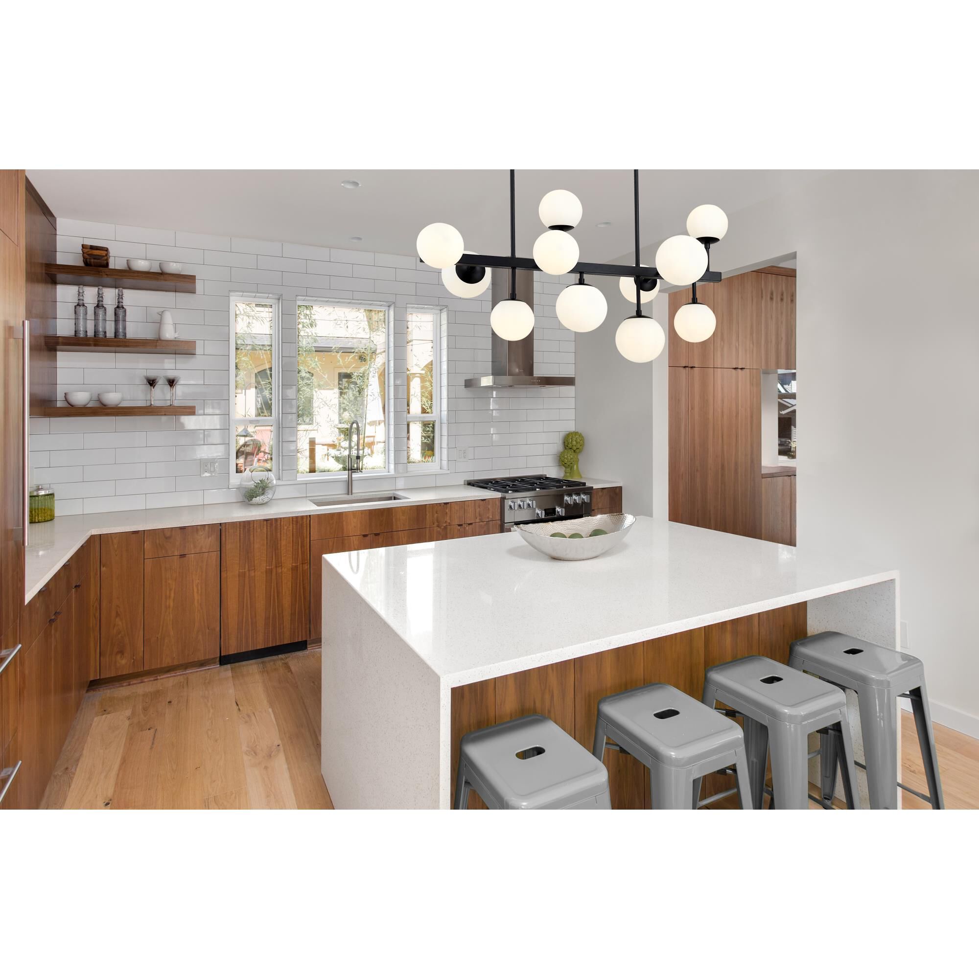 Shown in Matte Black finish and Glass shade