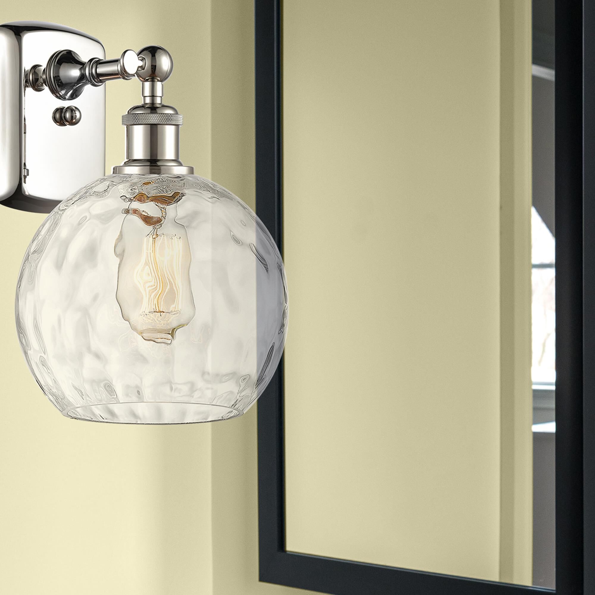 Shown in Polished Nickel finish and Clear glass