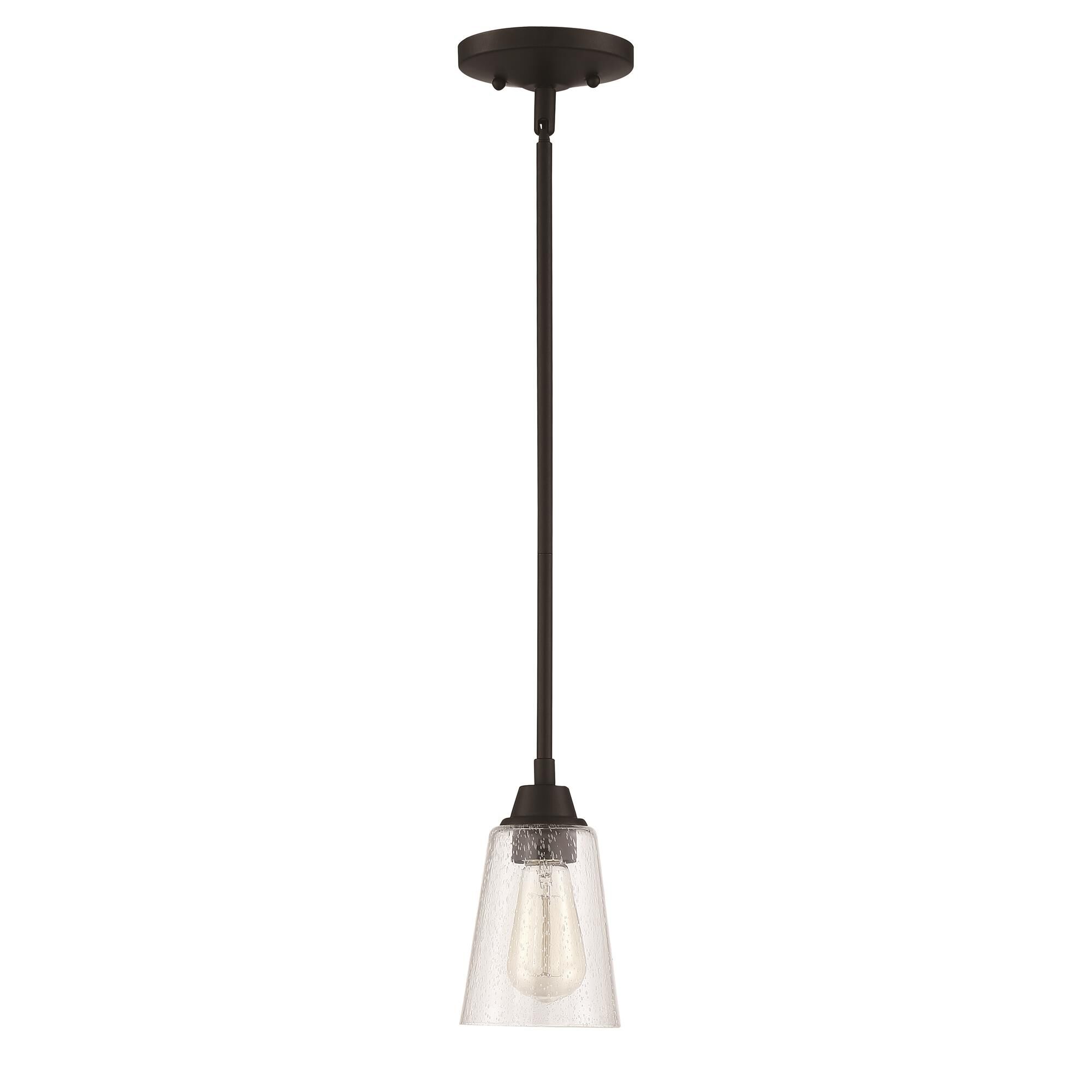 Shown in Espresso finish and Clear Seeded glass and Glass shade