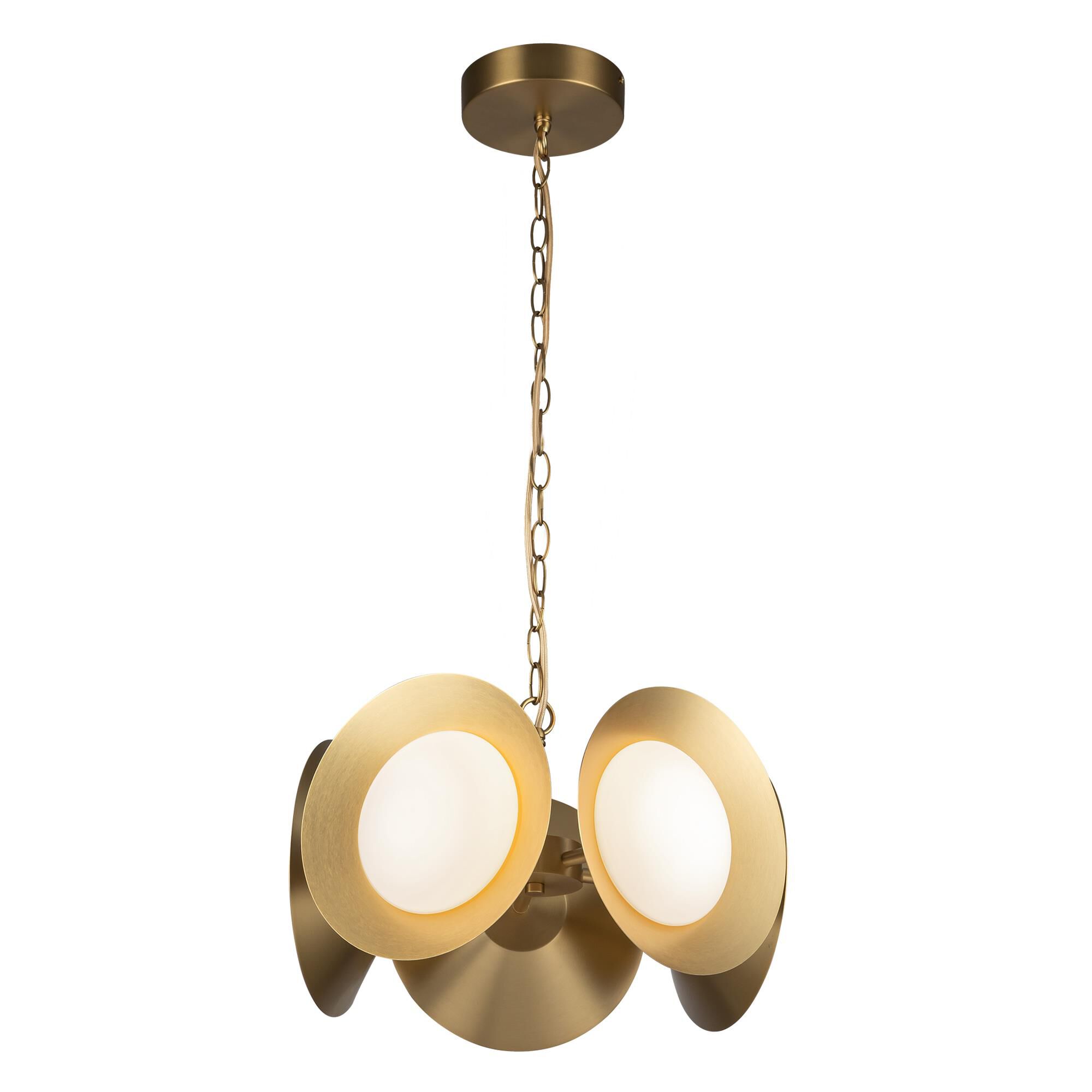 Shown in Brushed Gold finish and Opal glass