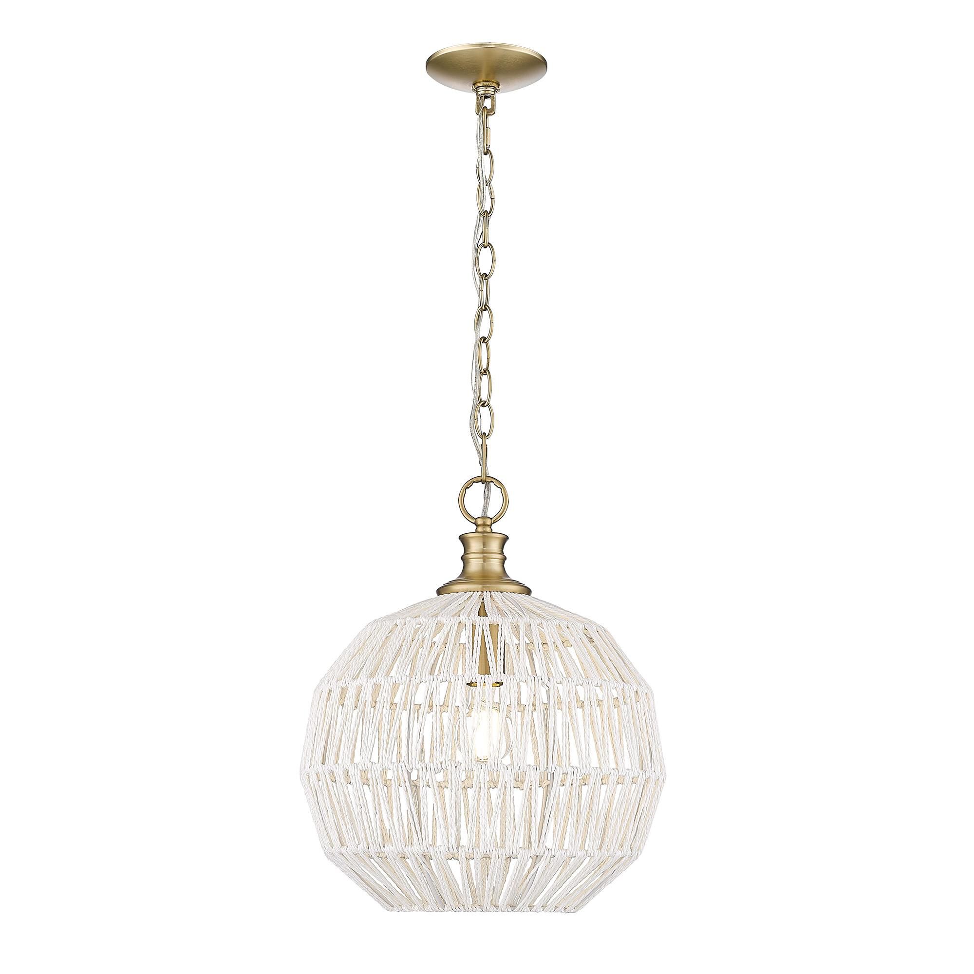 Shown in Brushed Champagne Bronze finish and Bleached White Raphia Rope shade