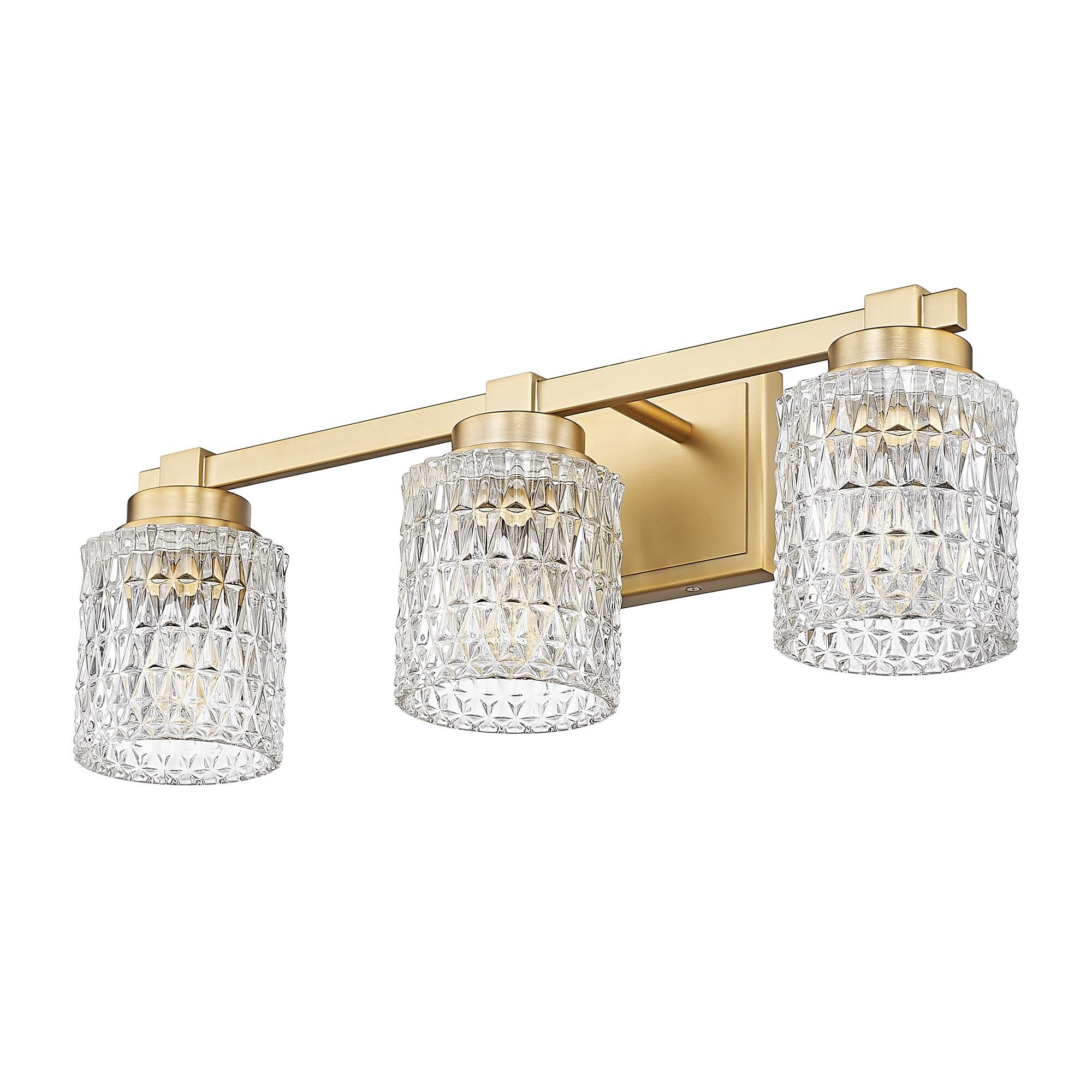 Shown in Modern Gold finish and Clear Diamond glass