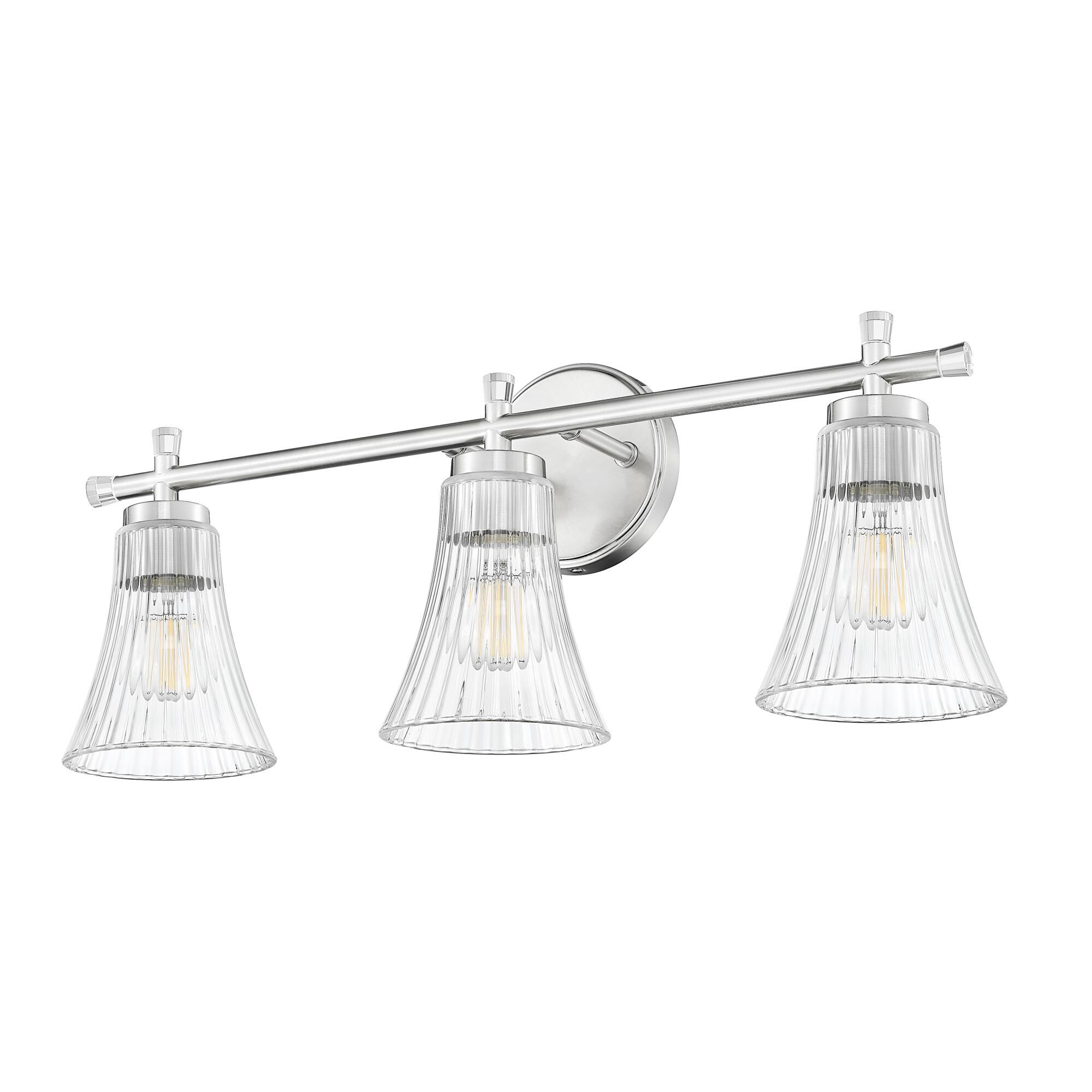 Shown in Brushed Nickel finish and Clear glass and Clear shade