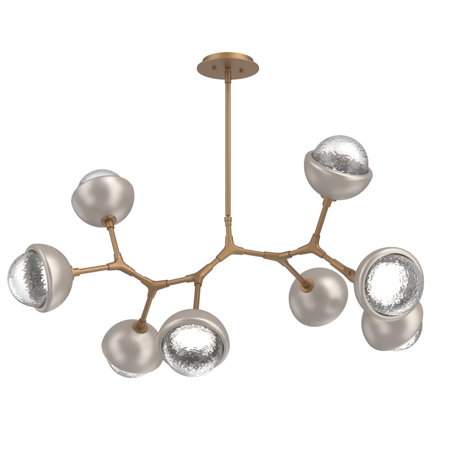 Shown in Novel Brass finish and Clear glass and Beige Silver accent