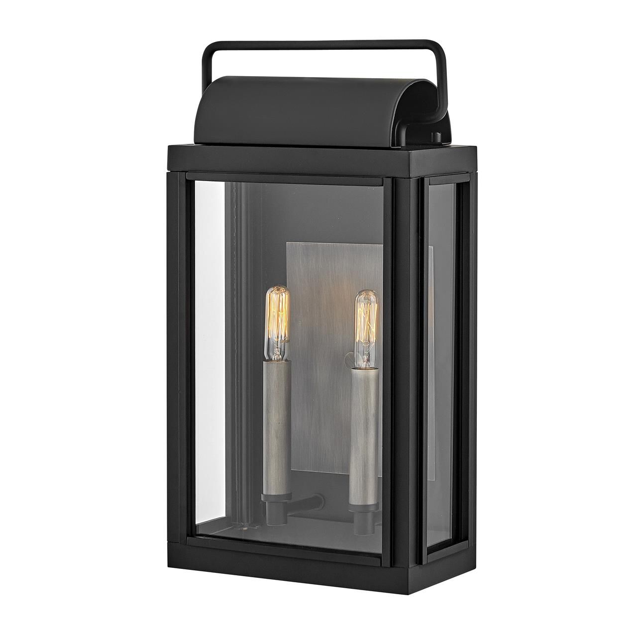 Shown in Black finish and Clear glass and Burnished Bronze accent