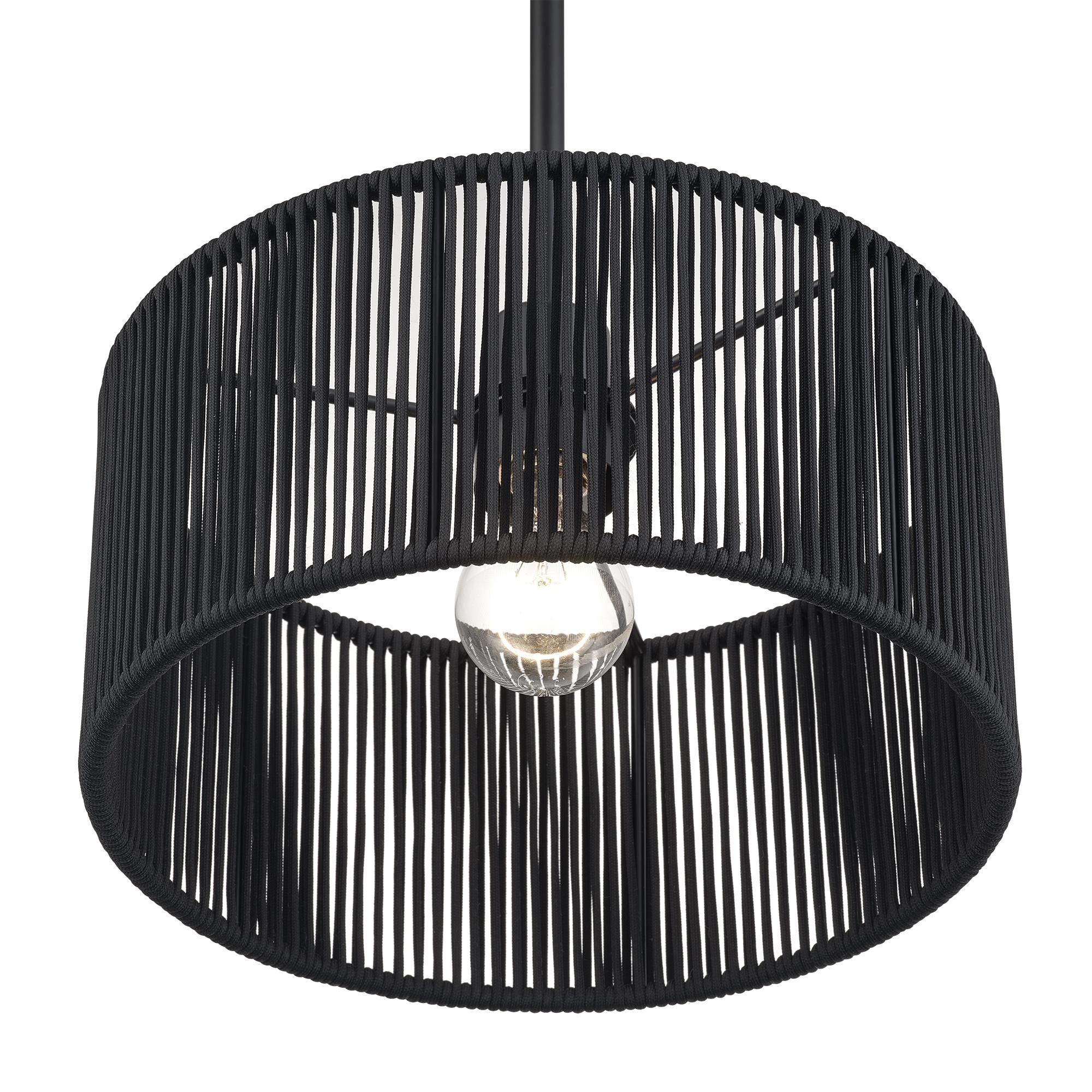 Shown in Black finish and Hand-Woven Parisian Night Color Polyester Rope shade