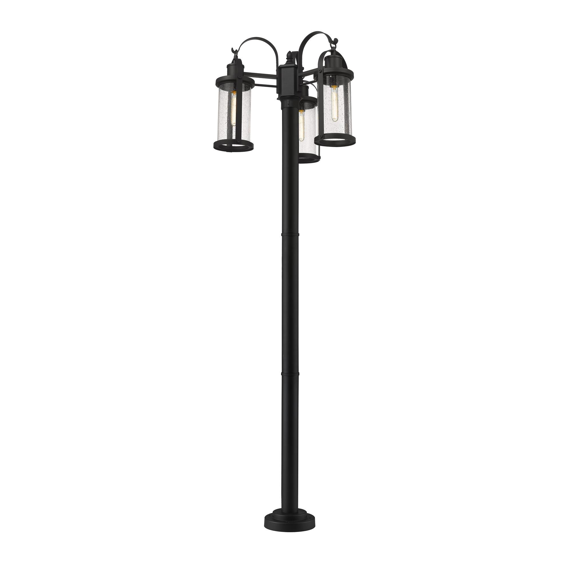 Shown in Black finish and Glass shade