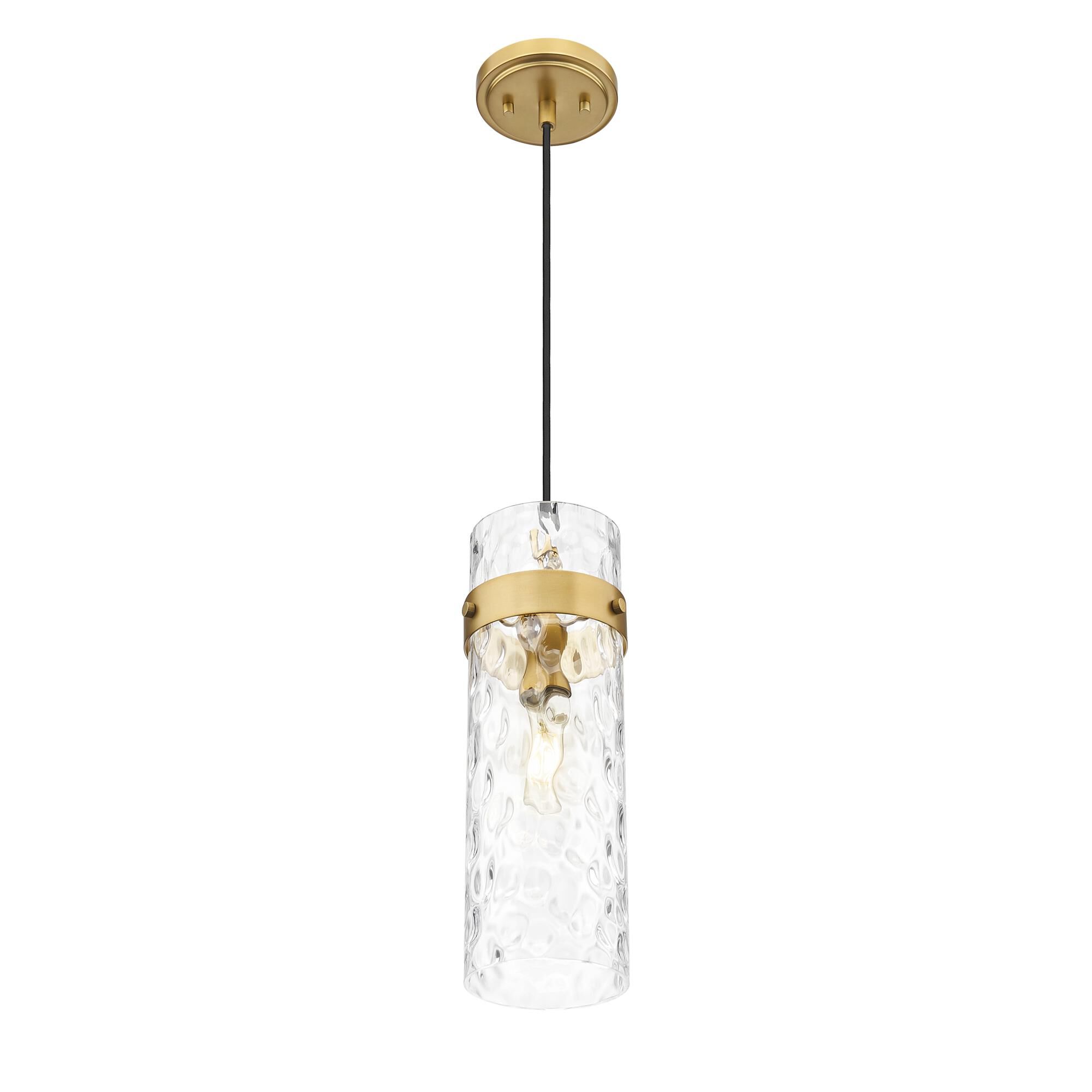 Shown in Rubbed Brass finish and Clear Water glass and Clear Water shade