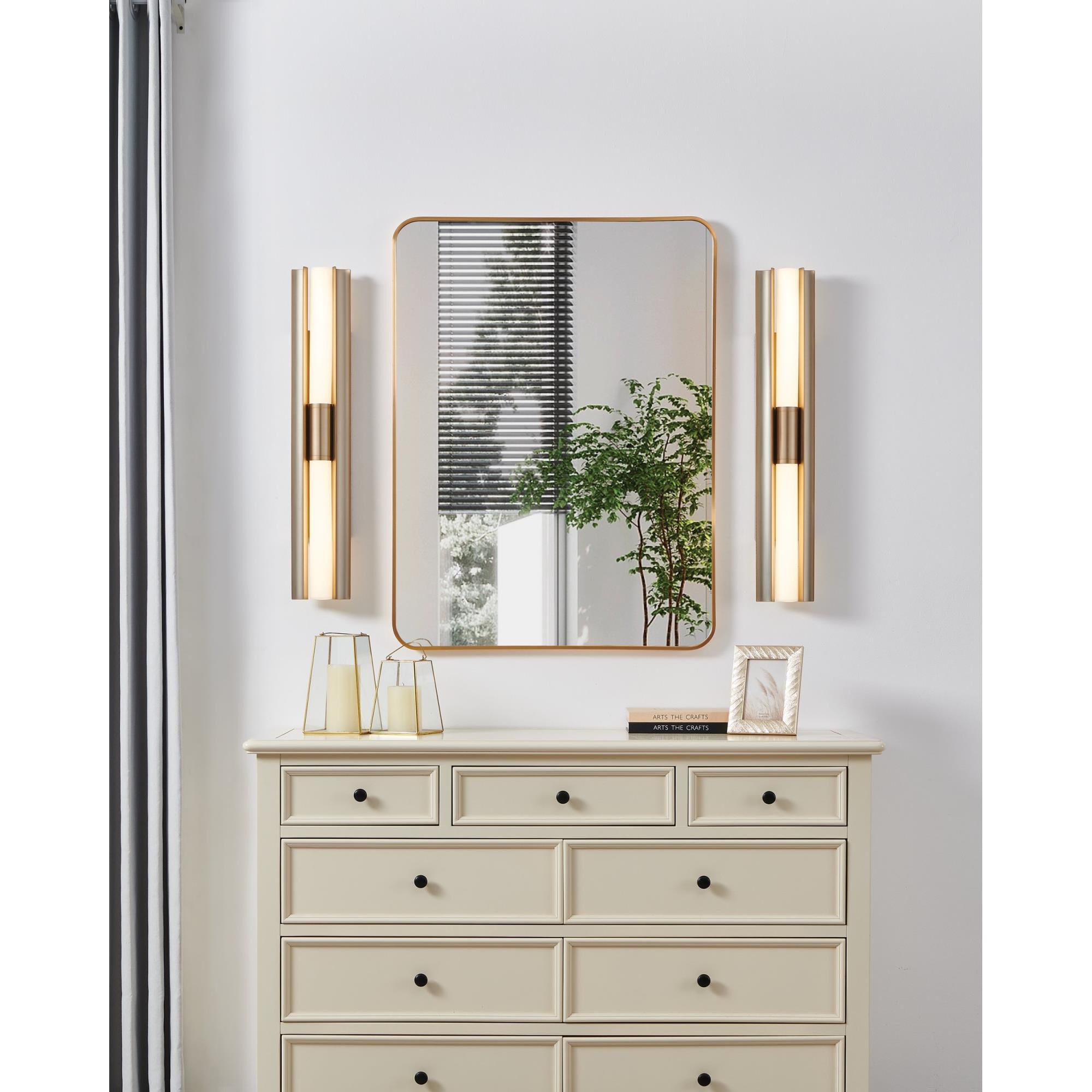 Shown in Champagne Gold finish and Etched Opal glass