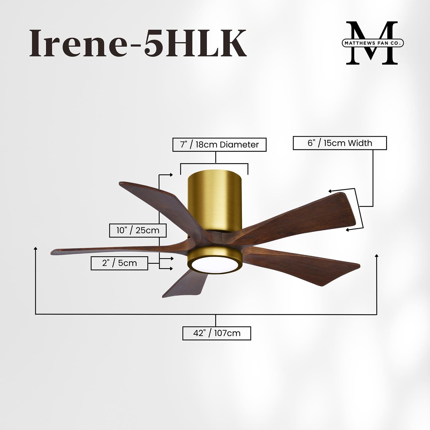 Irene 42 Inch Flush Mount Fan with Light Kit by Matthews Fan Company