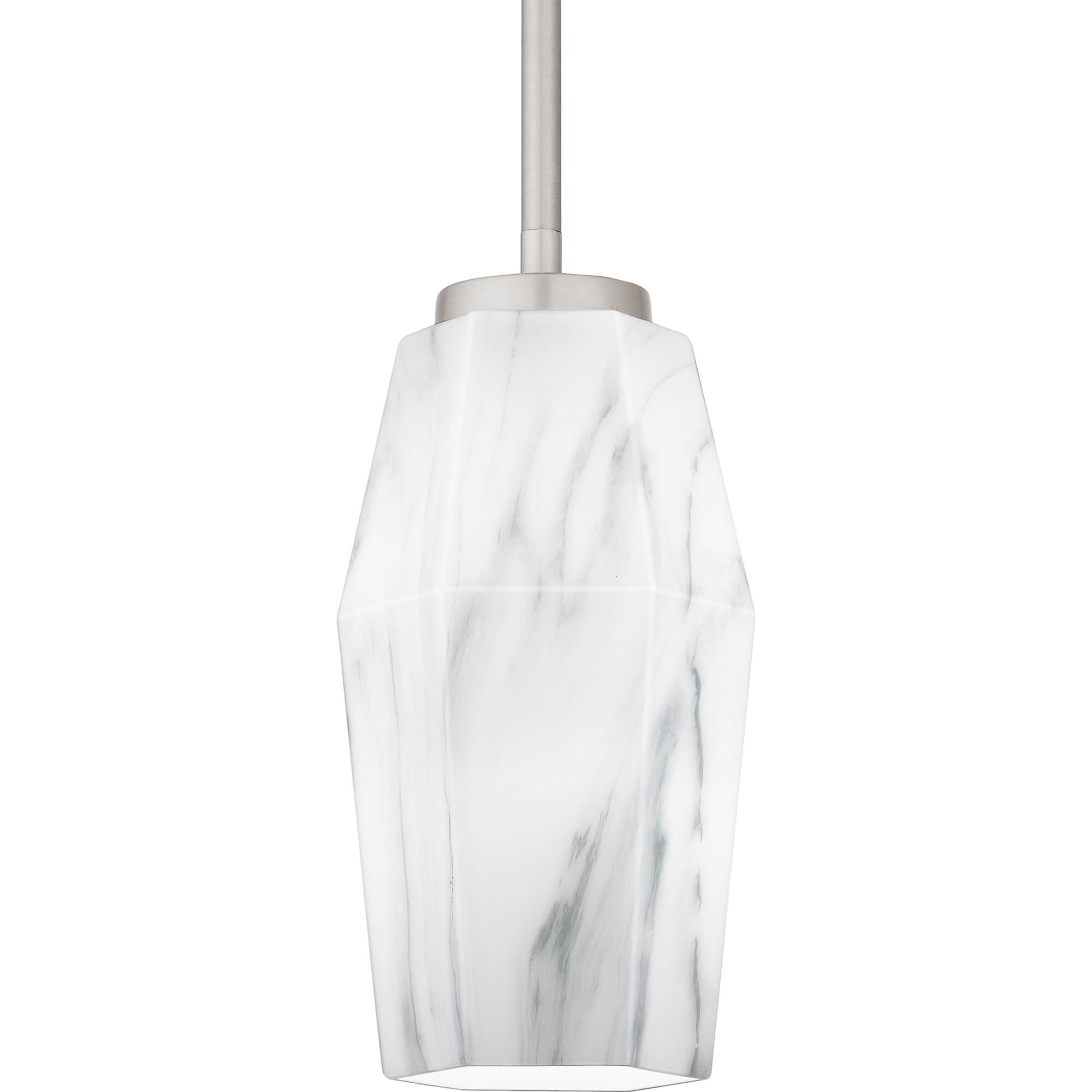 Shown in Brushed Nickel finish and Marble Glass shade