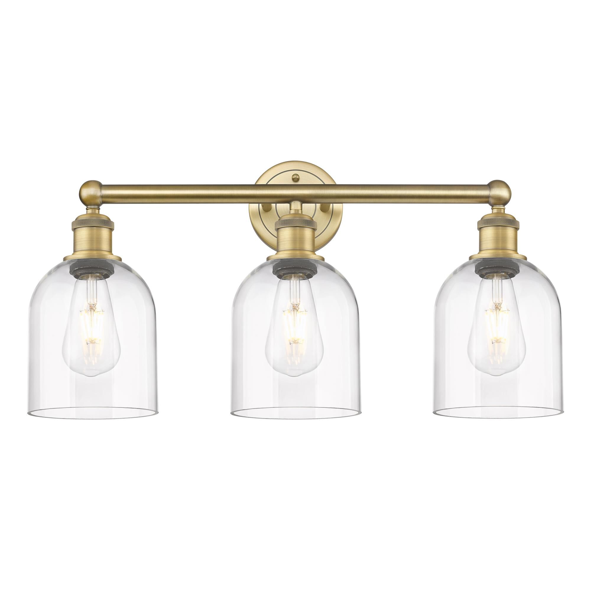 Shown in Brushed Brass finish and Clear glass