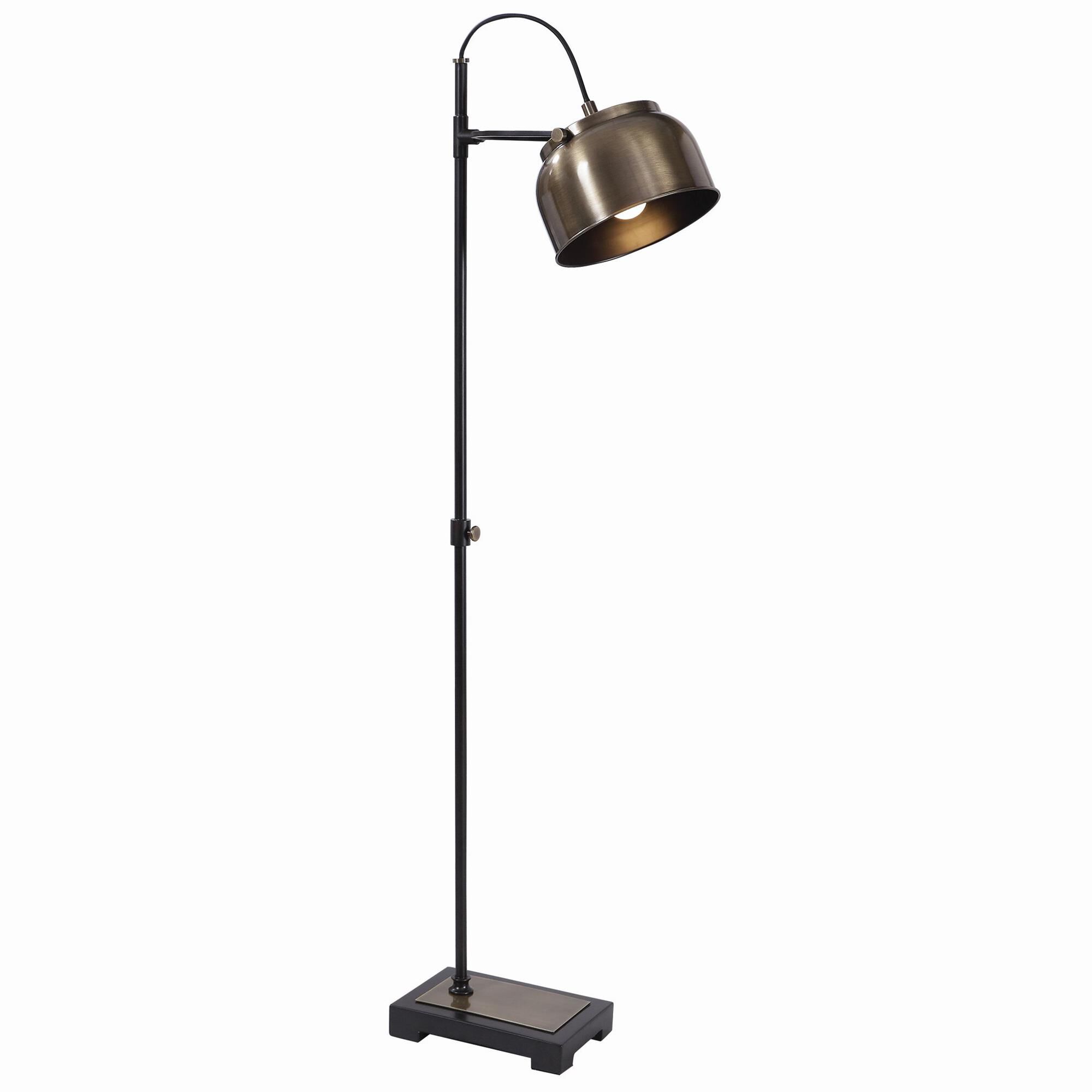 Shown in Showcasing An Industrial Style, This Reading Lamp Is Finished In A Plated Antique Brass With Aged Bl finish and Metal shade