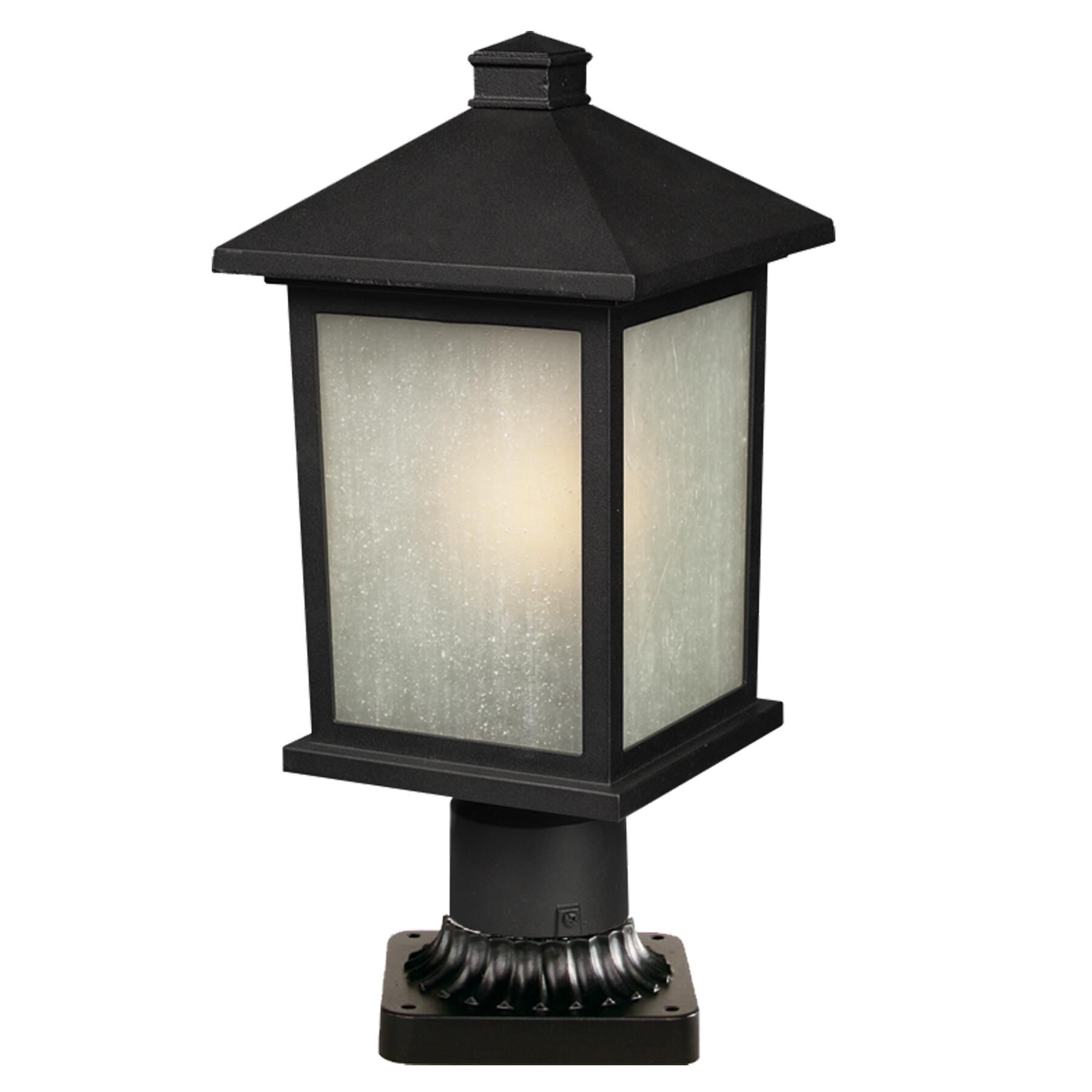 Shown in Black finish and Glass shade