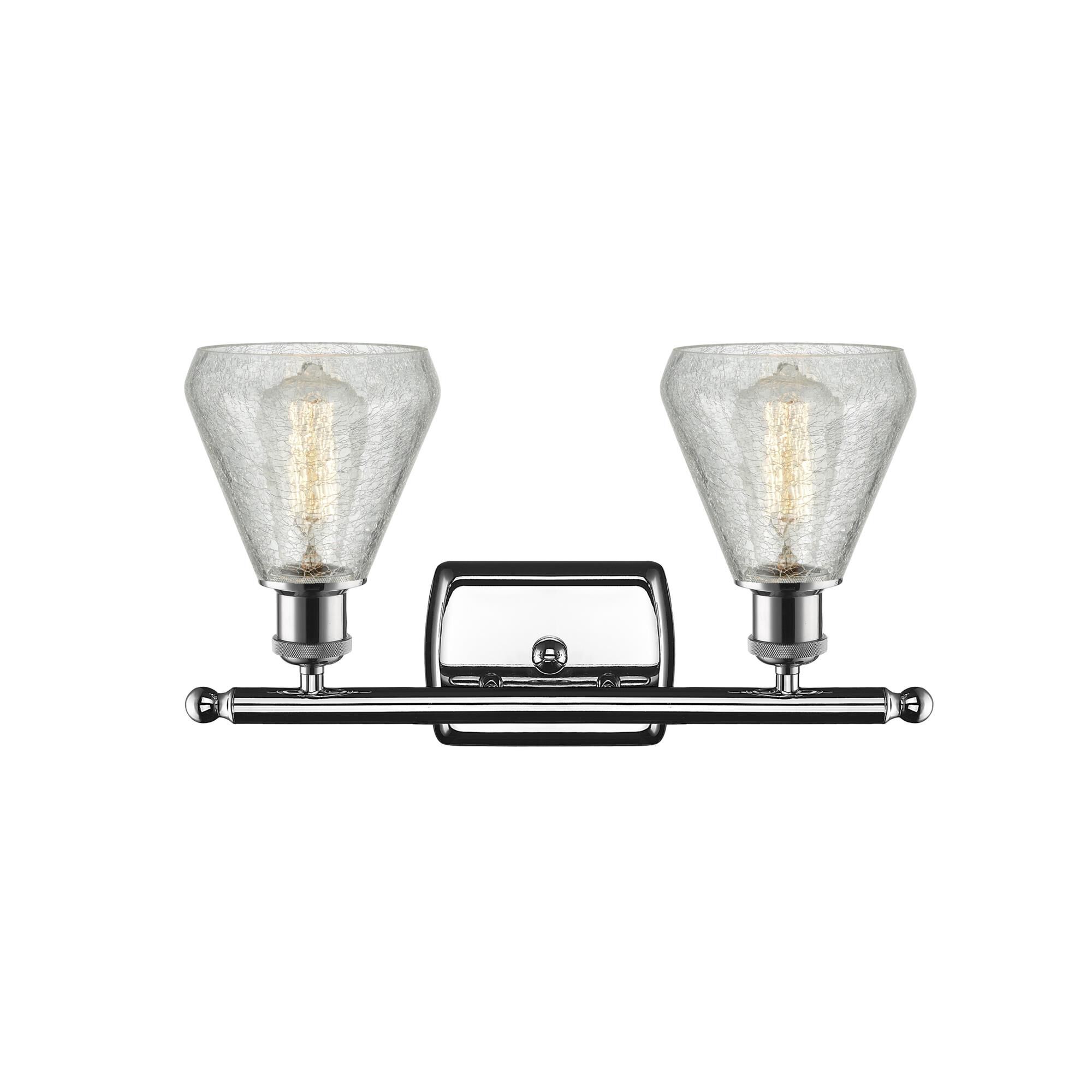 Shown in Polished Chrome finish and Clear Crackle glass