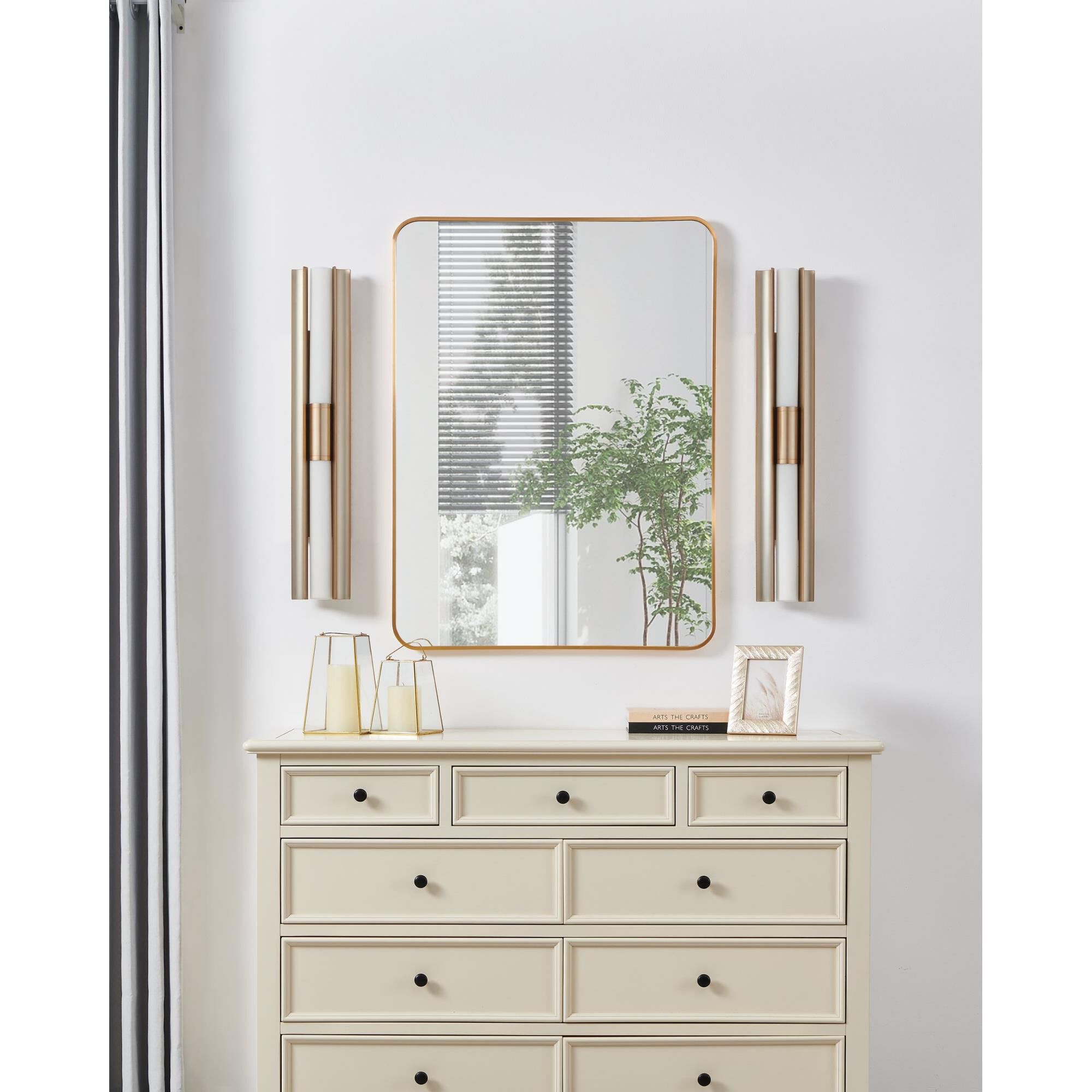 Shown in Champagne Gold finish and Etched Opal glass