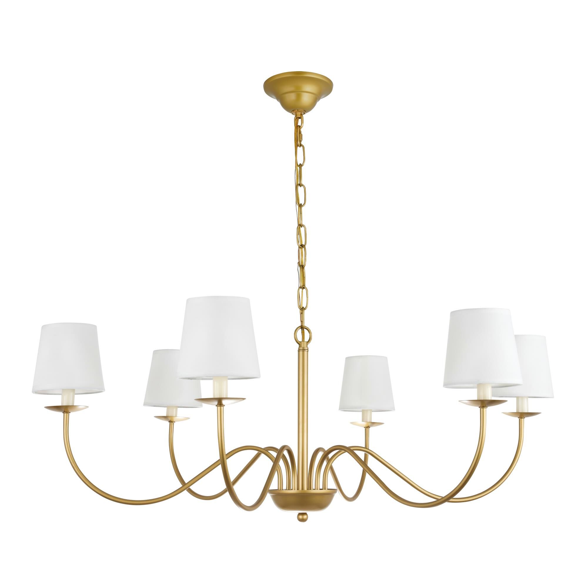 Shown in Brass finish and White Fabric shade