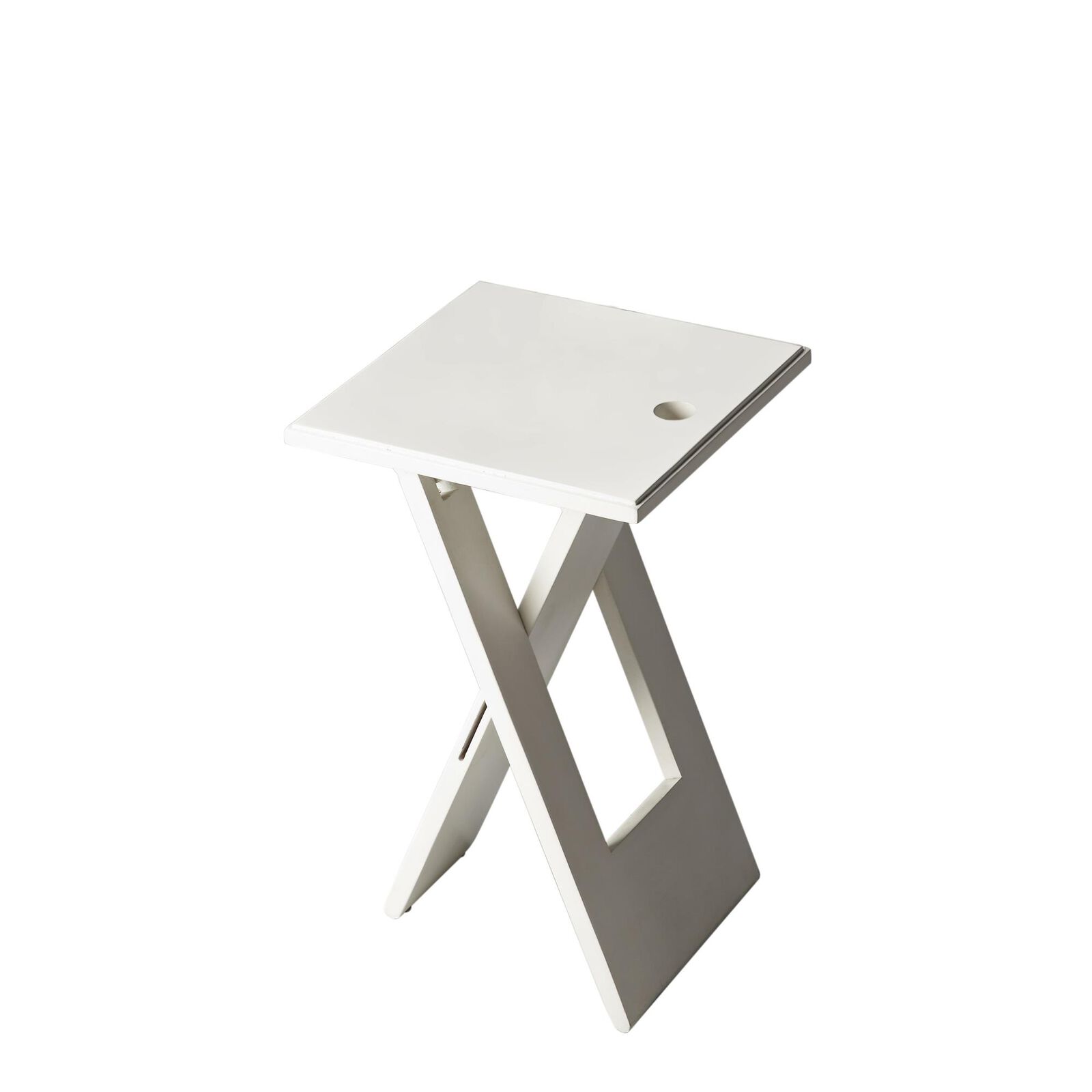 White accent table on a plain background.