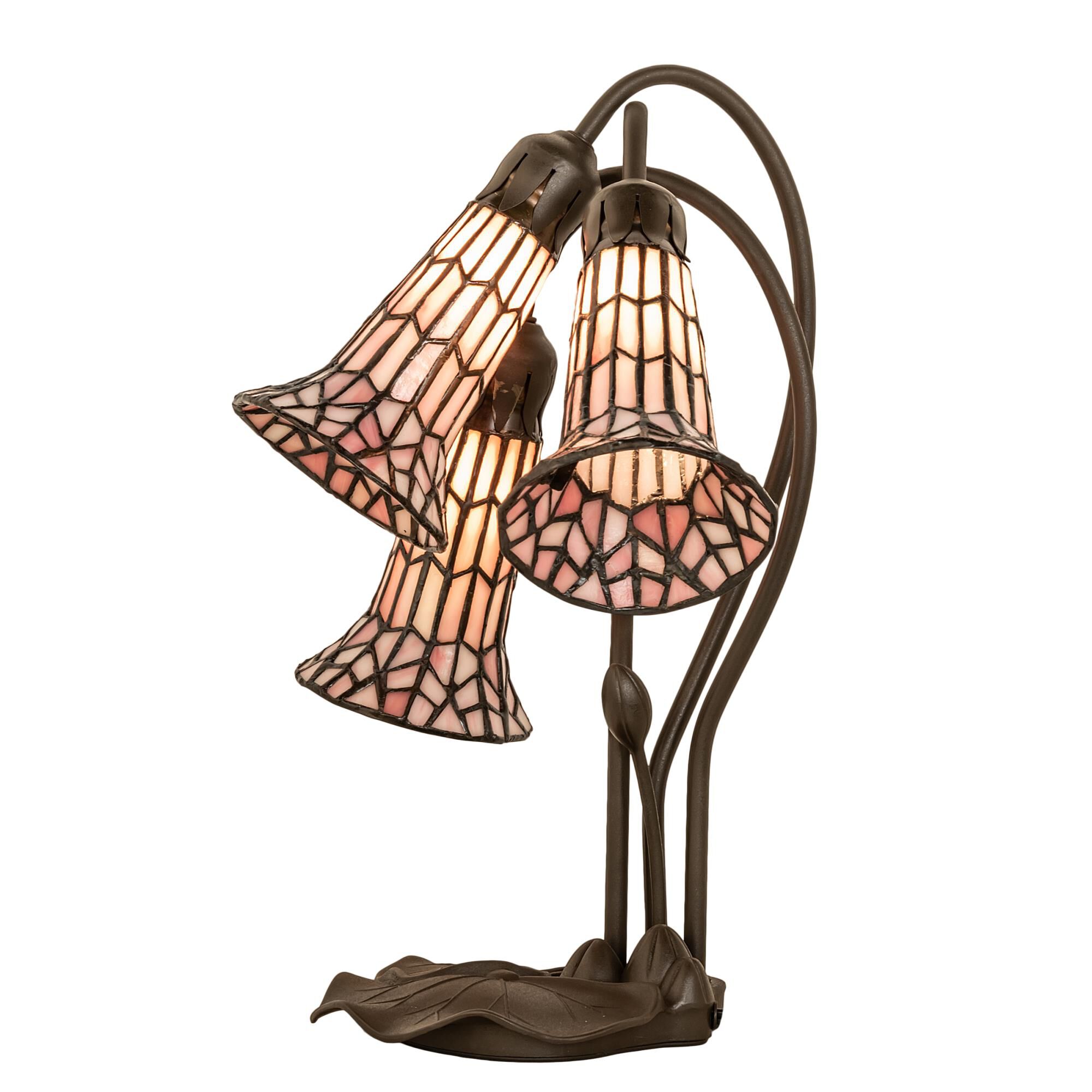 Shown in Mahogany Bronze finish and Pink glass