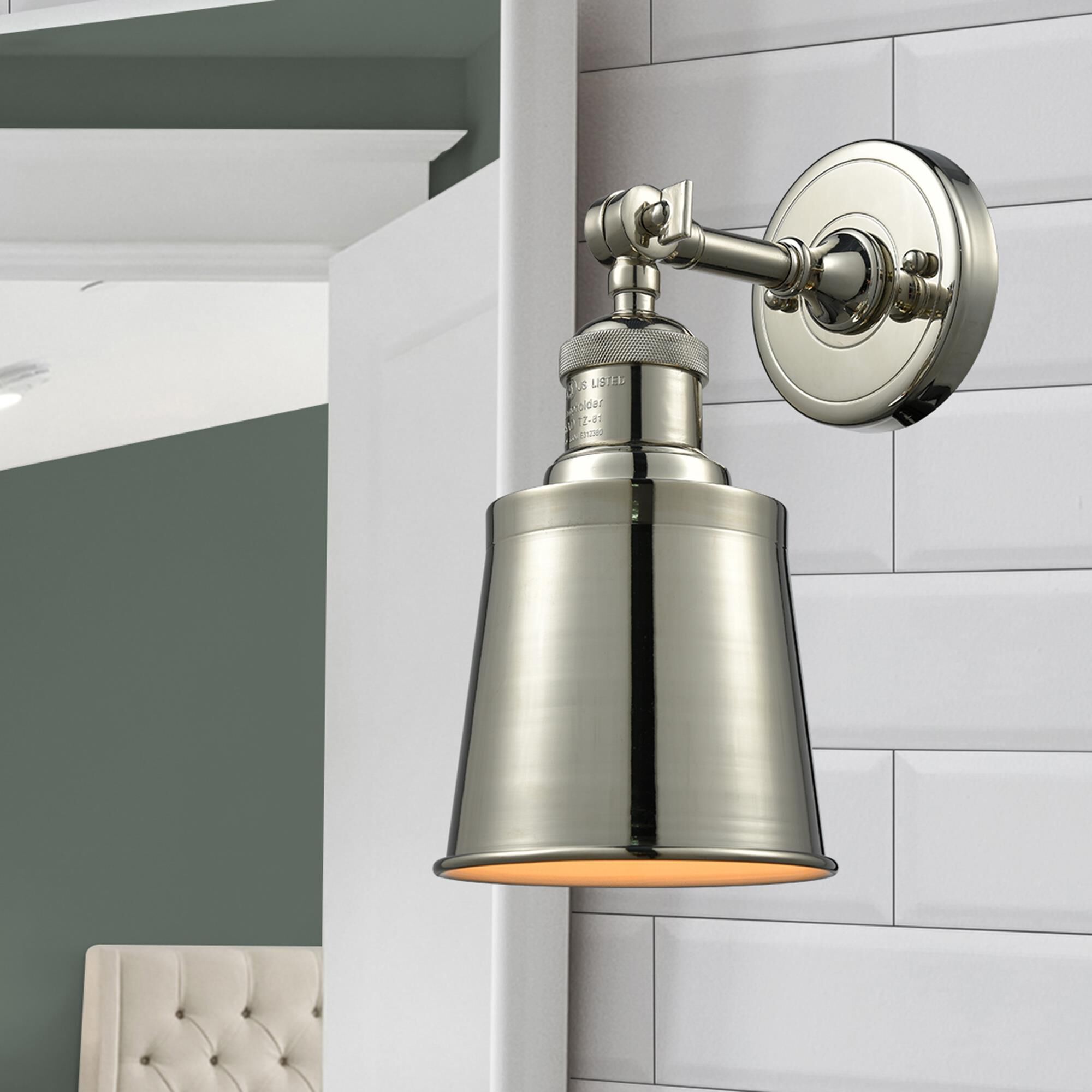 Shown in Polished Nickel finish and Polished Nickel shade