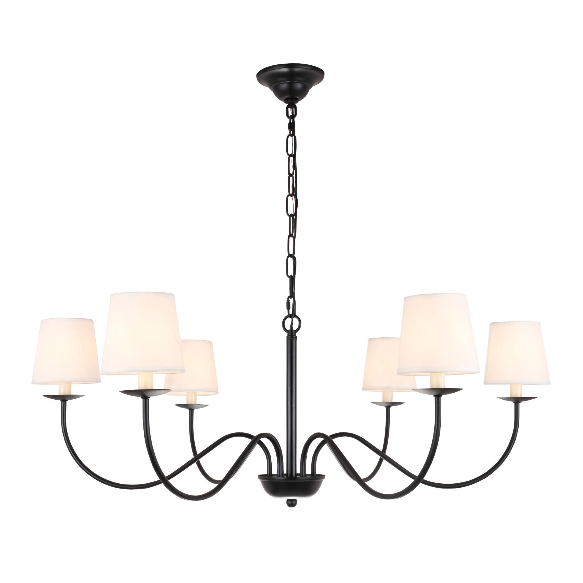 Shown in Black finish and White Fabric shade