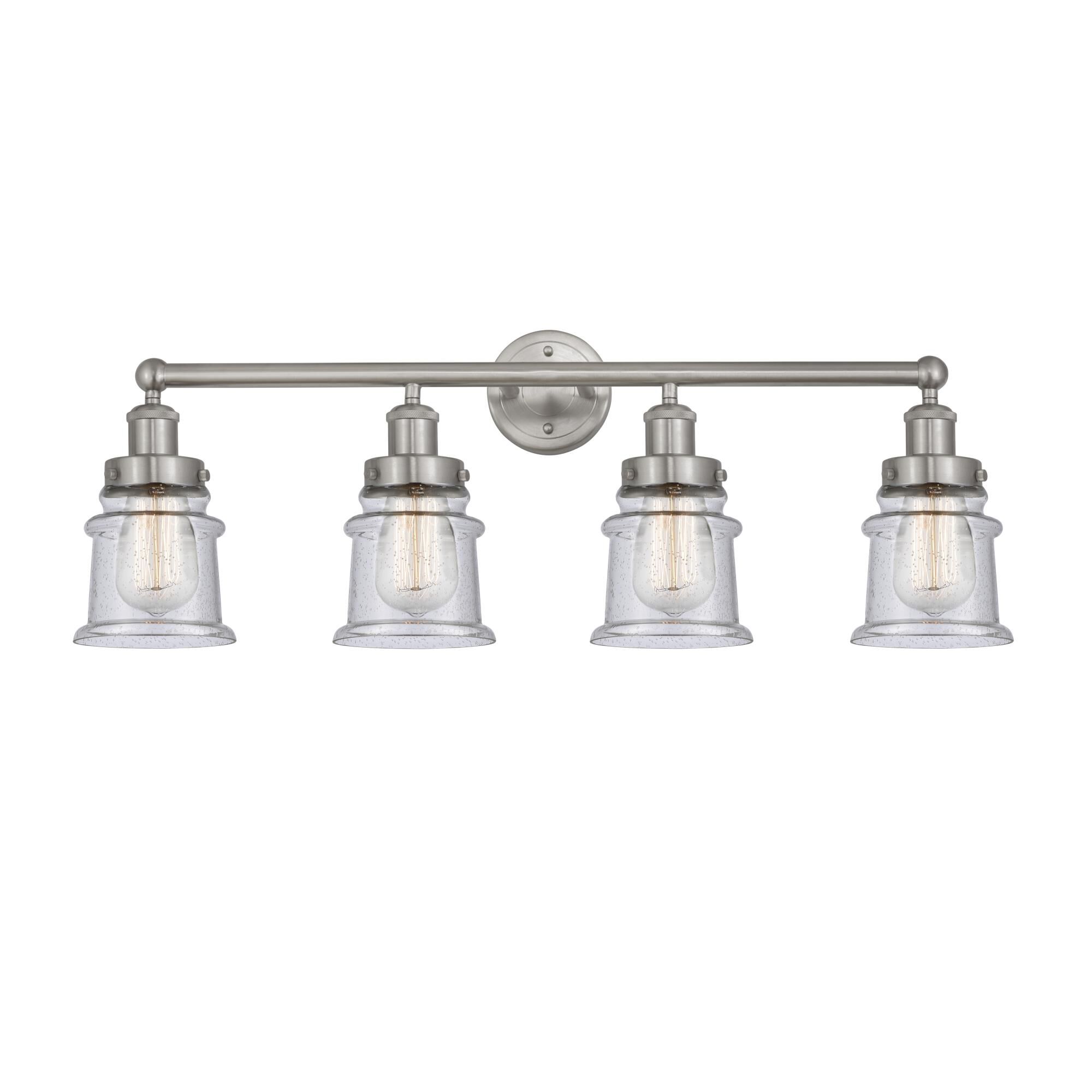 Shown in Brushed Satin Nickel, Seedy finish and Seedy glass and Seedy Glass shade